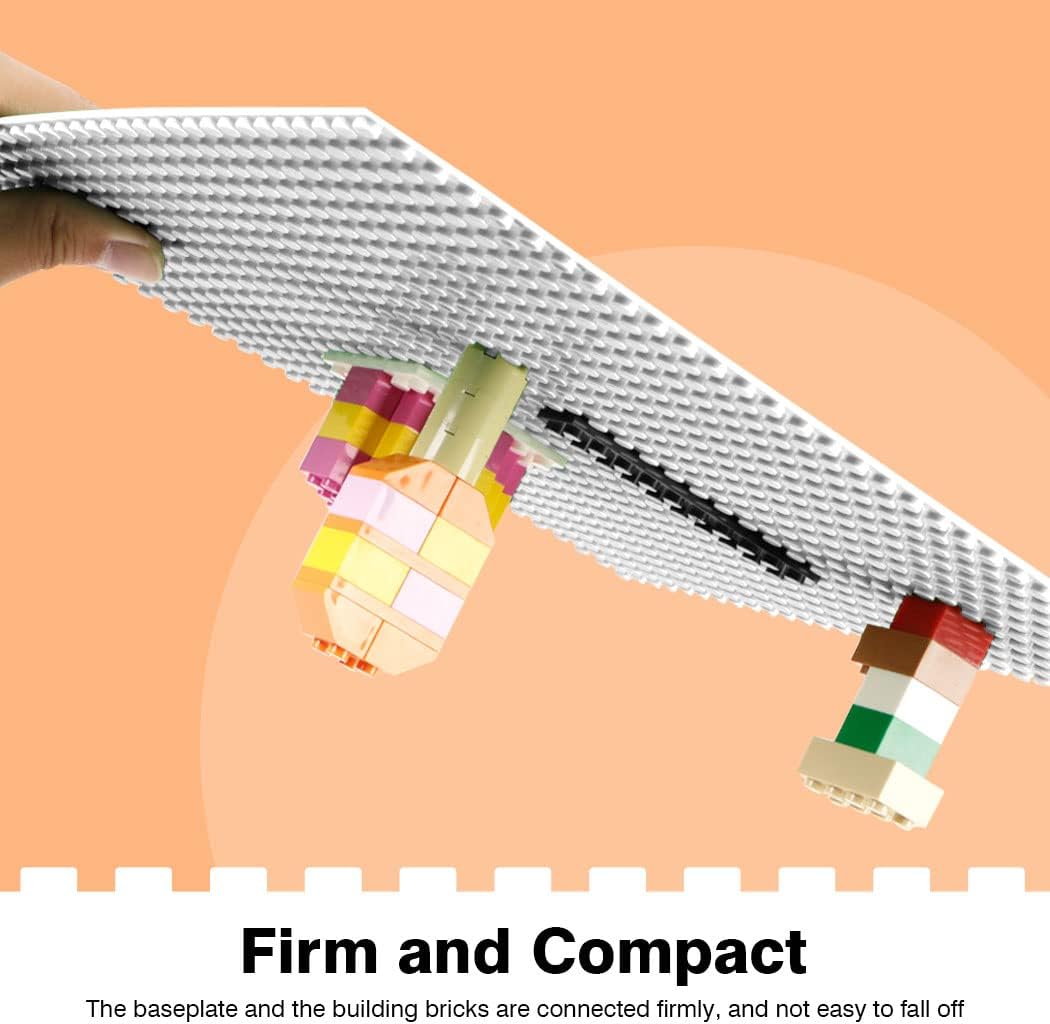 8 Pack Peel-and-Stick Building Baseplates, 10”x10” Classic Self-Adhesive Building Boards - 100% Compatible with All Major Brands of Toy Building Sets, Sturdy Stacking Play Table Top, White