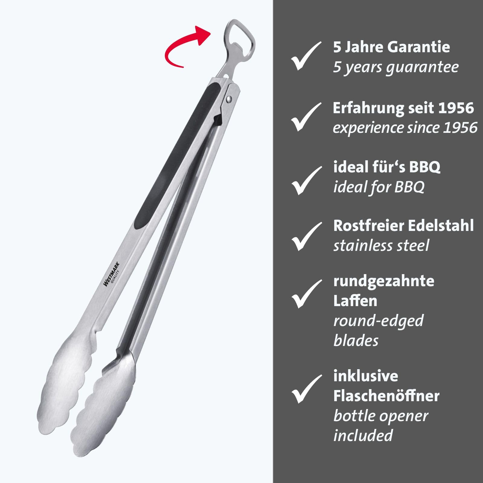 Pinza Per Grigliare Westmark 35cm - Acciaio Inox, Impugnature Gommate, Per Barbecue E Servire - Foto 3