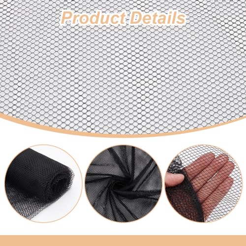 FINGERINSPIRE 1.6Yard/1.5m Black Mesh Fabric 1.5m Wide Slightly Stretchy Fabric Polyester Mesh Fabric for Sewing Black Fabric for Hat Decoration Wedding Dress Fabric for Bridal Dress Skirts DIY Crafts - Image 4