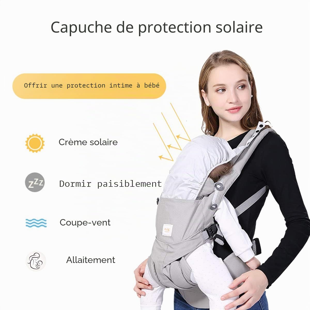 SONARIN Porte-bébé Convertible Premium,avec sac de rangement,Capot Écran solaire, Ergonomique,pour Nouveau-né à tout-petit (0-48 mois),charge maximale 20 kg,Support de tête,Idéal Cadeau(Rouge Foncé)