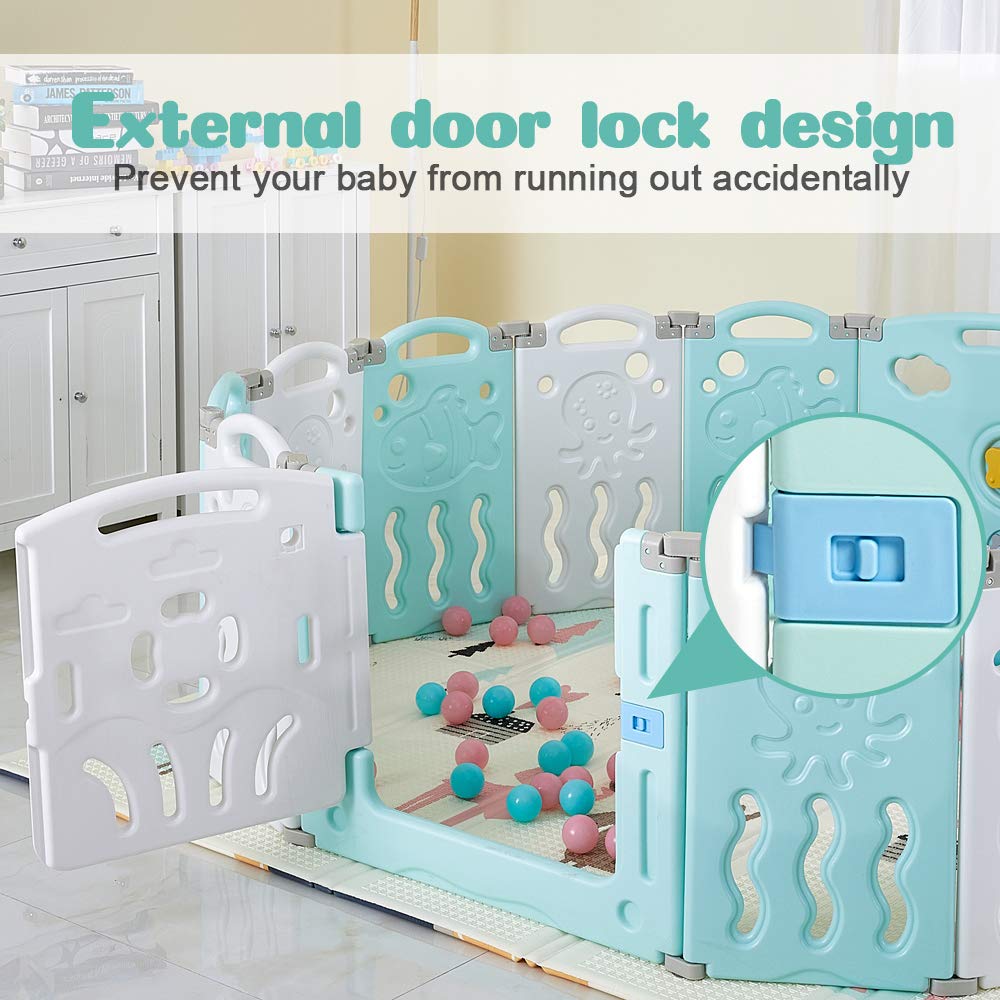Albott Baby Fence Play Yard Baby Playpen 14 Panels Kids Safety Play