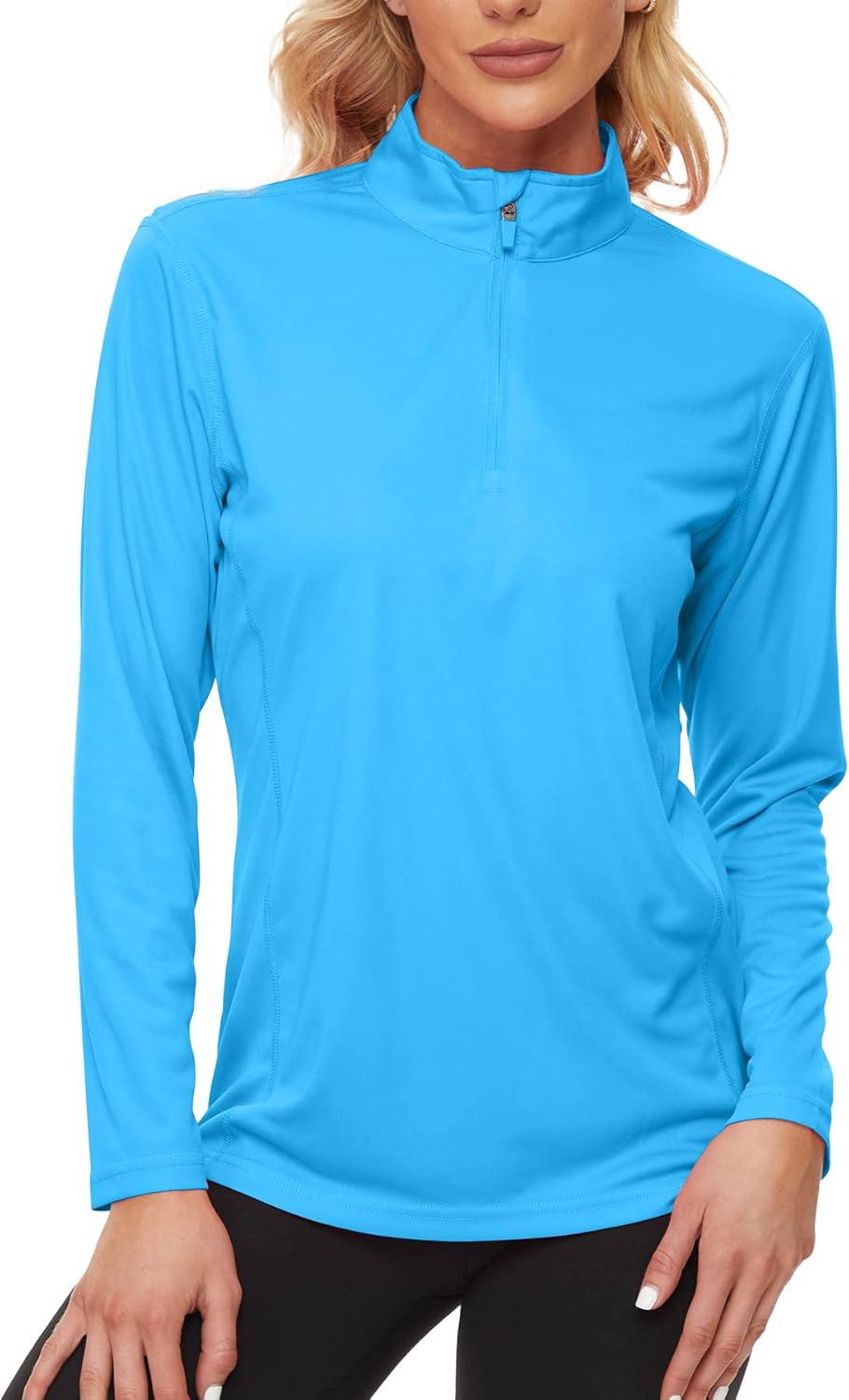 KINGFEN Women's UPF50+ Long Sleeve UV Sun Protection Shirts 1/4 Zip Quick Dry Rash Guard Workout T-Shirt Hiking Fishing