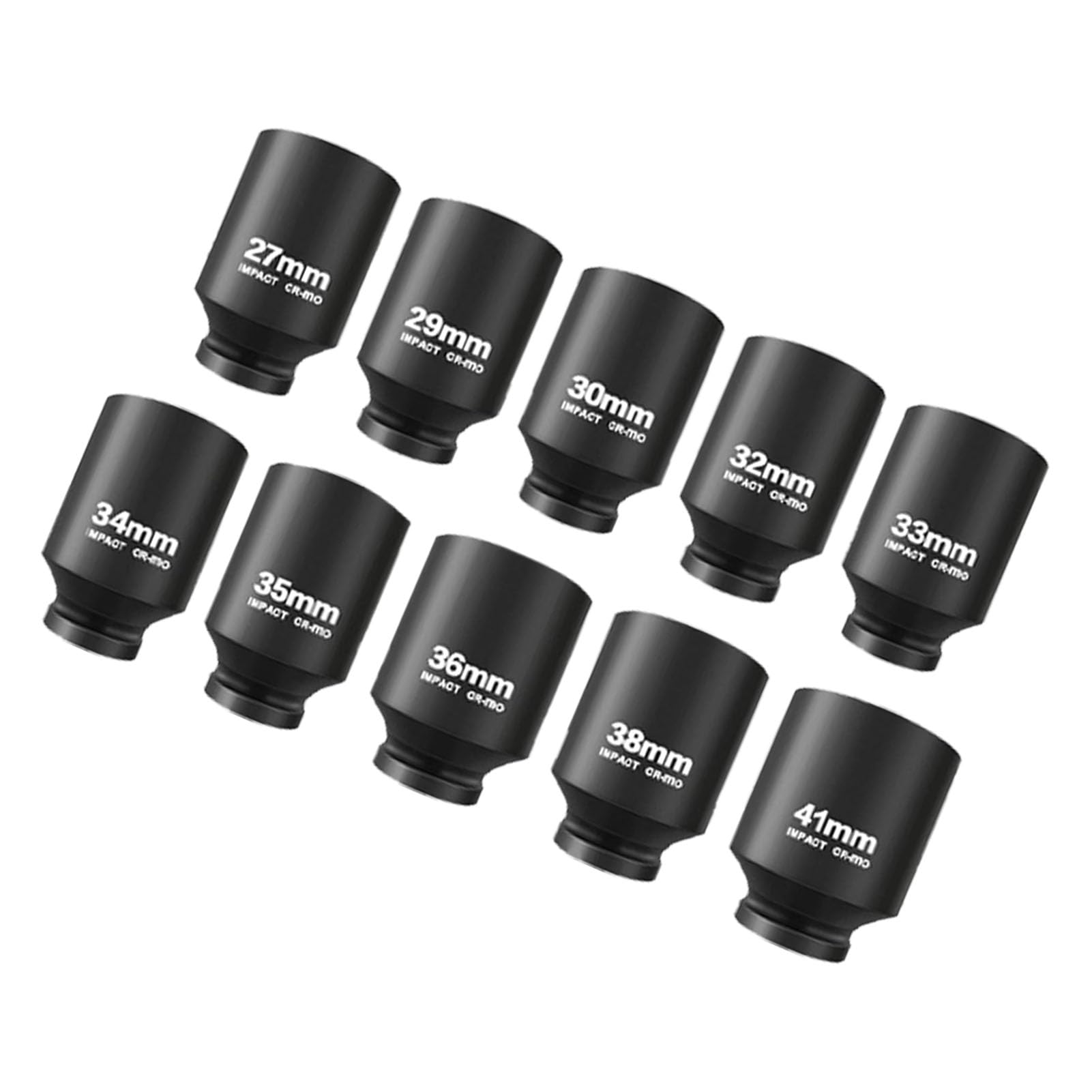 Set di 10 prolunghe a bussola profonda, attacco da 1/2 pollice, misure metriche da 27 mm a 41 mm, set di boccole in acciaio Cr-Mo ad alta resistenza con design a 6 punte, include