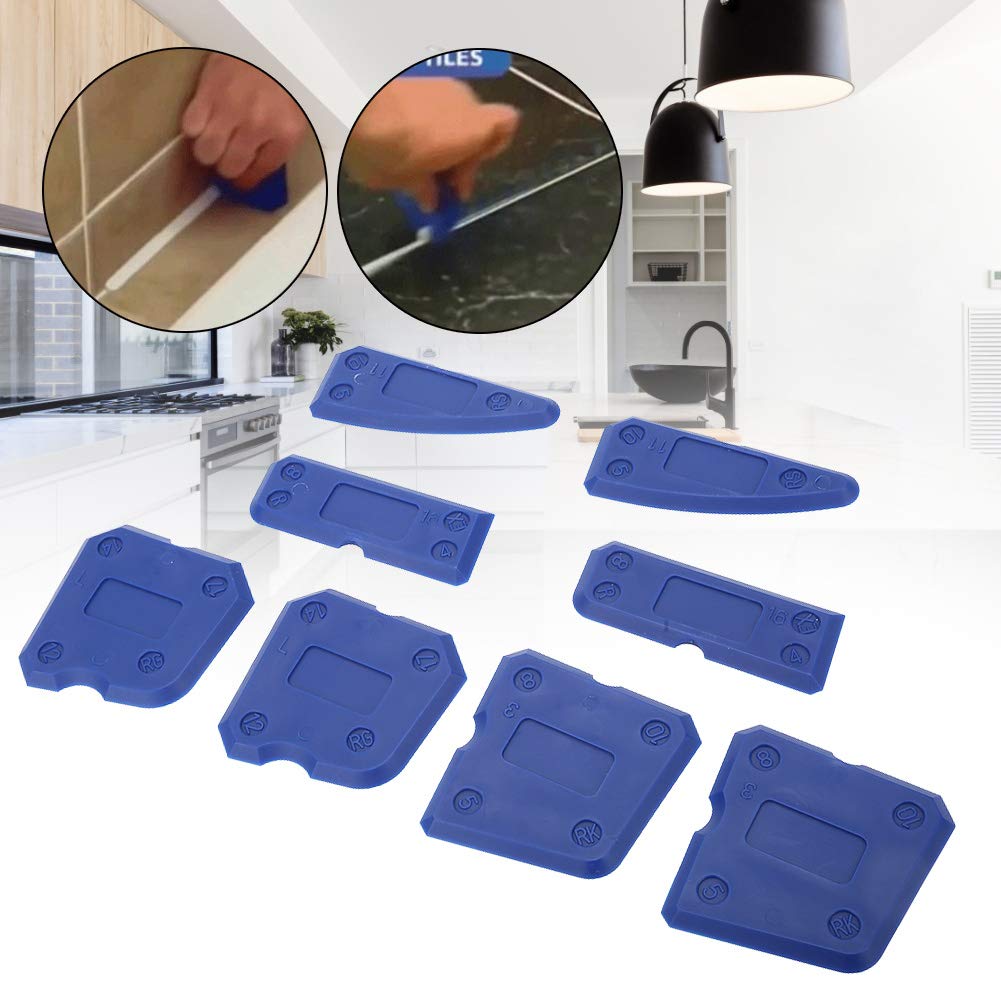 Caulking Tool, 8PCS Sealant Grout Finishing Sealing Caulk Tools Kit, Silicone Glass Cement Caulking Scraper, Scraper, Hand Caulking Guns
