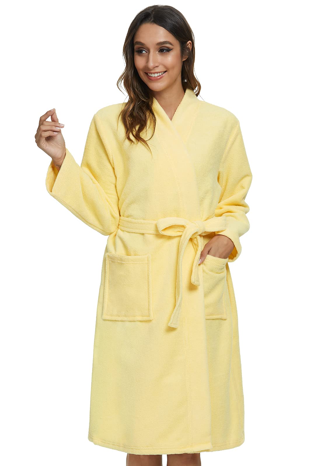 OrrpallyWomen Kimono Robes Lightweight Terry Cloth Bathrobe Knee Length Bath Robe