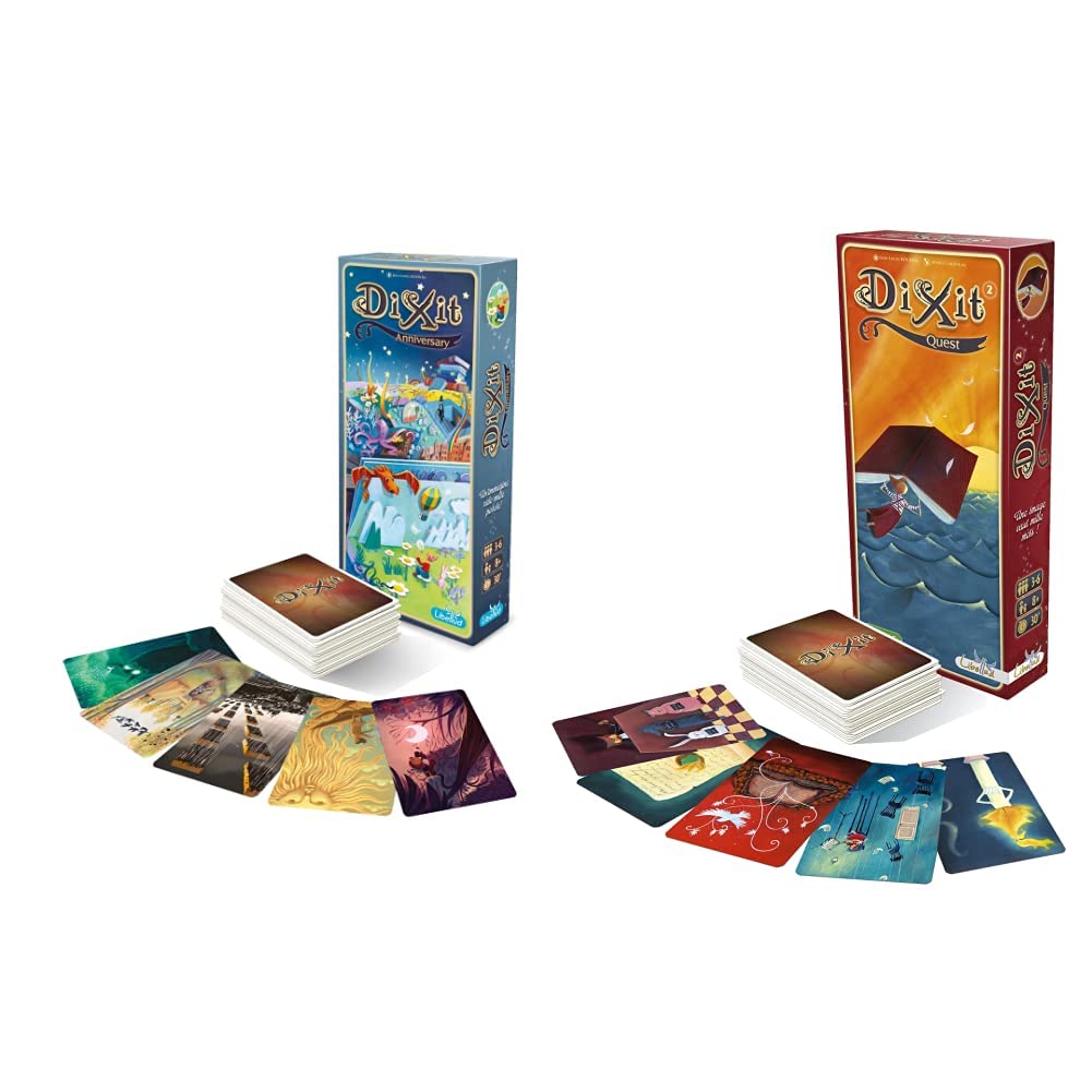 Asmodee Dixit Anniversary Gioco da Tavolo Edizione Italiana, Colore, 8014 & Dixit 2 Quest, Gioco da Tavolo Eedizione Italiana, Colore, DIX02IT