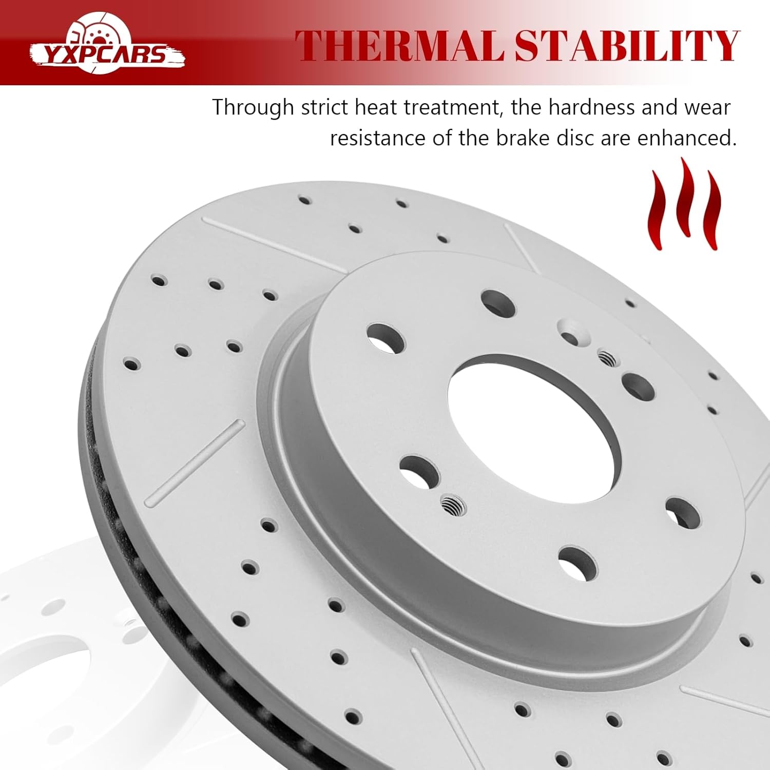 Ceramic Front Brakes Pad and Rotors Drilled Slotted Vented Replacement Disc Brake Kits for Chevy Suburban 2021-2023 2024/ Silverado 1500 2019-2024/ Silverado 1500 Ltd 2022 With 4 Piston Front Caliper