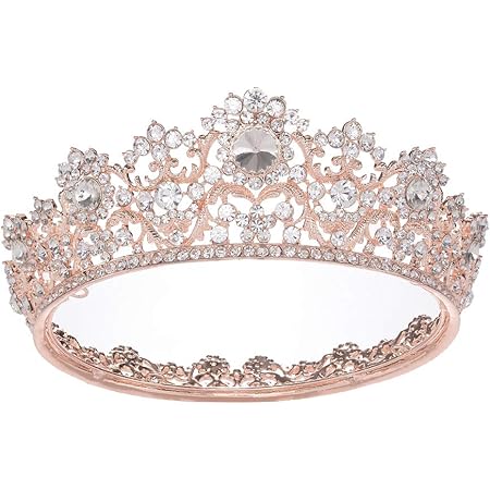 Amazon Com S Snuoy Tiara Redonda De Diamantes De Imitacion De Oro Rosa Para Novia Corona De Reina Completa Para Mujeres O Ninas Concurso De Boda O Baile Belleza Y Cuidado Personal