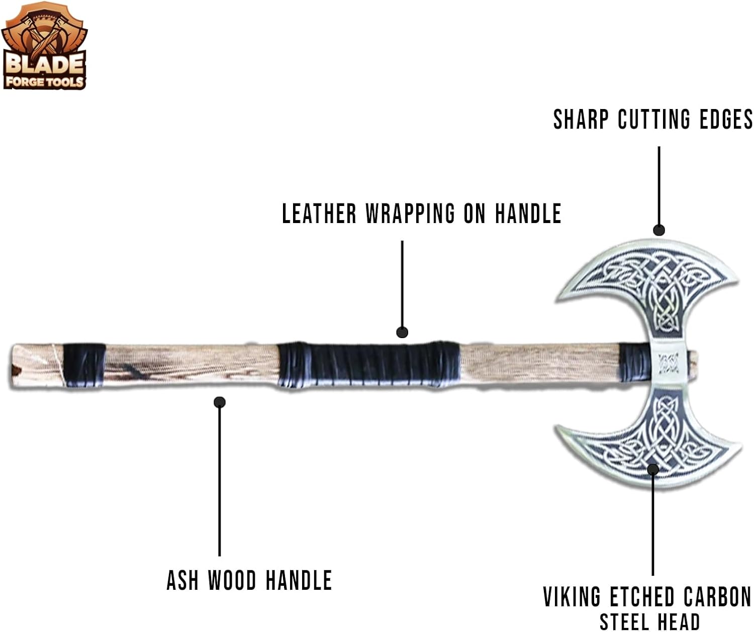 Handmade Carbon Steel Axe Medieval Warrior Double Headed Battle Axe | Viking Axe | Birthday Gift, Brown