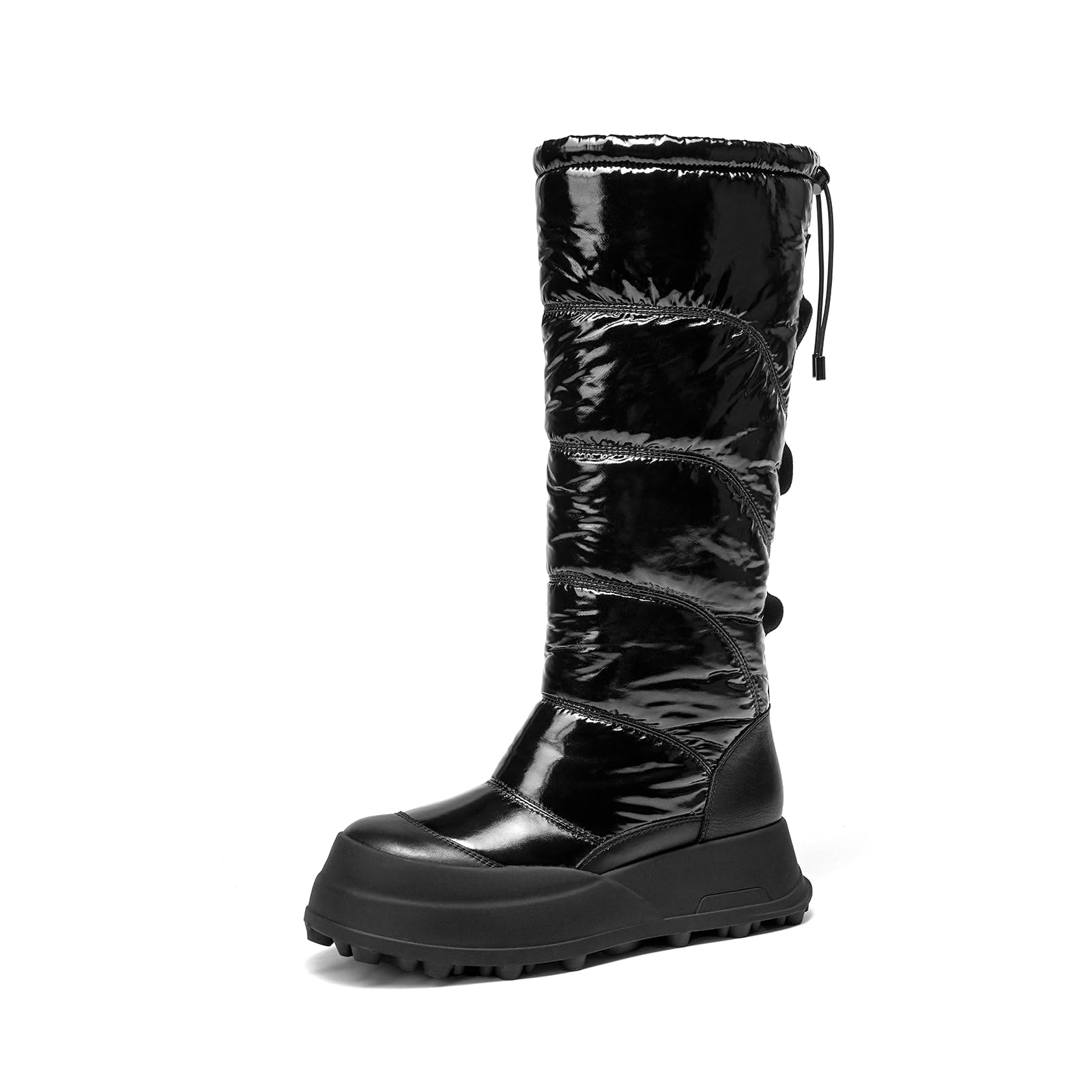 BEAU TODAY Knee High Boots for Women Leather Womens Snow Boots Winter Platform Boots Waterproof Warm Tall Shoes