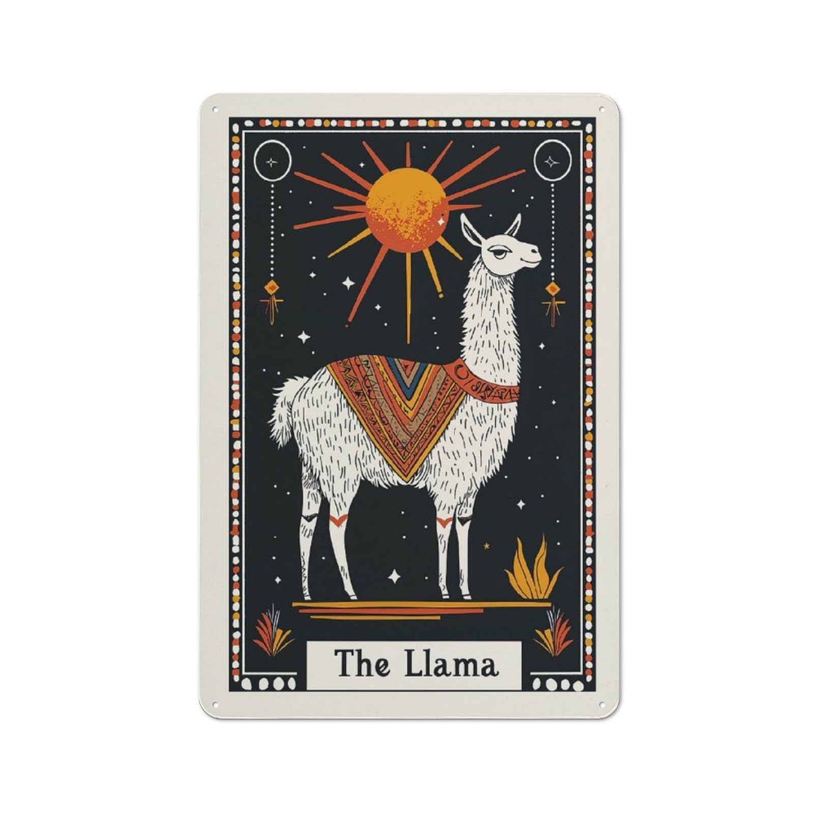 Junmoney Style-18 The Llama Card Workshop Style Metal Wall Decor 30X20cm, Decorative Metal Plaque For Garage, Workshop, Shed Or Utility Room