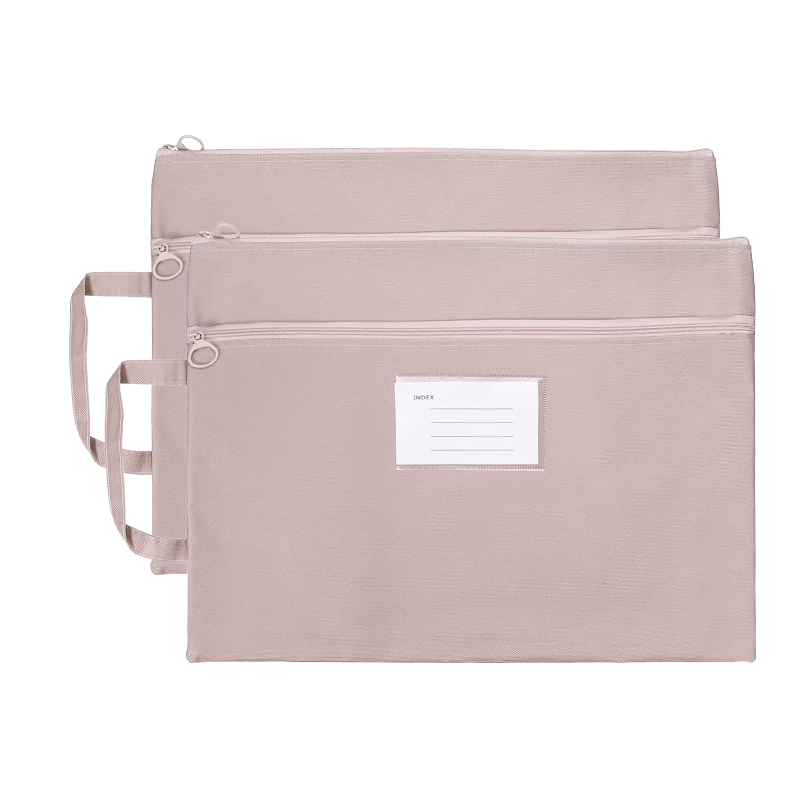 PATIKIL 2 Pcs Mesh Zipper Pouch with Handle, B4 Oxford Fabric Zipper File Pouch Double-Layer Document Bag Storage for Office Travel Puzzles Books Shopping, Pink (37.5cm x 28cm)