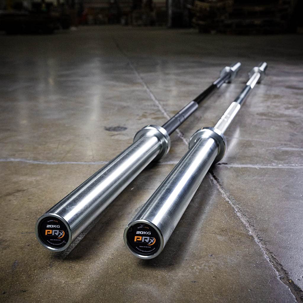 PRx Performance Men's Olympic Elite Barbell, 20kg Weight Lifting Bar, Bright or Black Zinc Coating (Black Zinc)