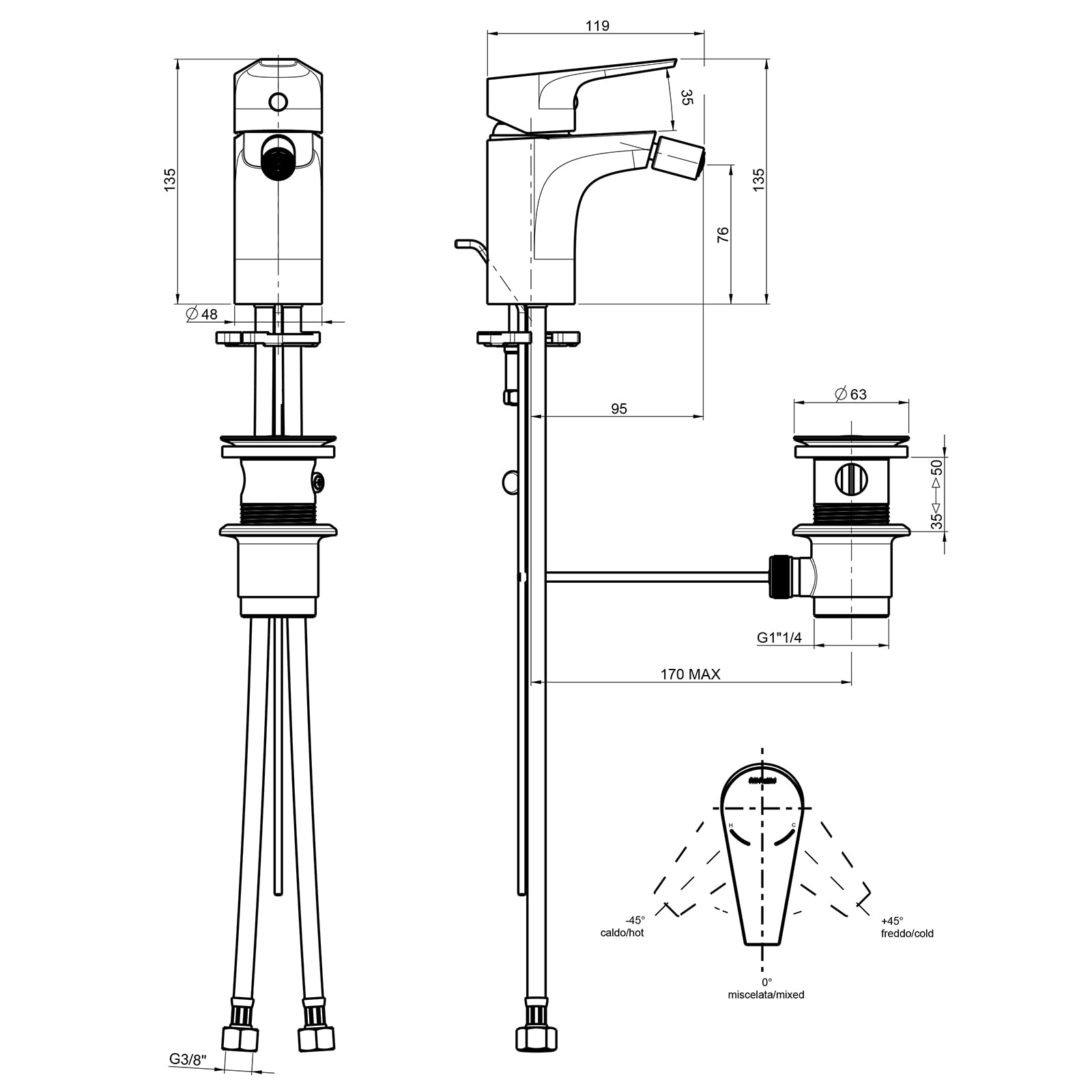 FRATELLI FRATTINI Miscelatore Bidet Briotre Art. 25103