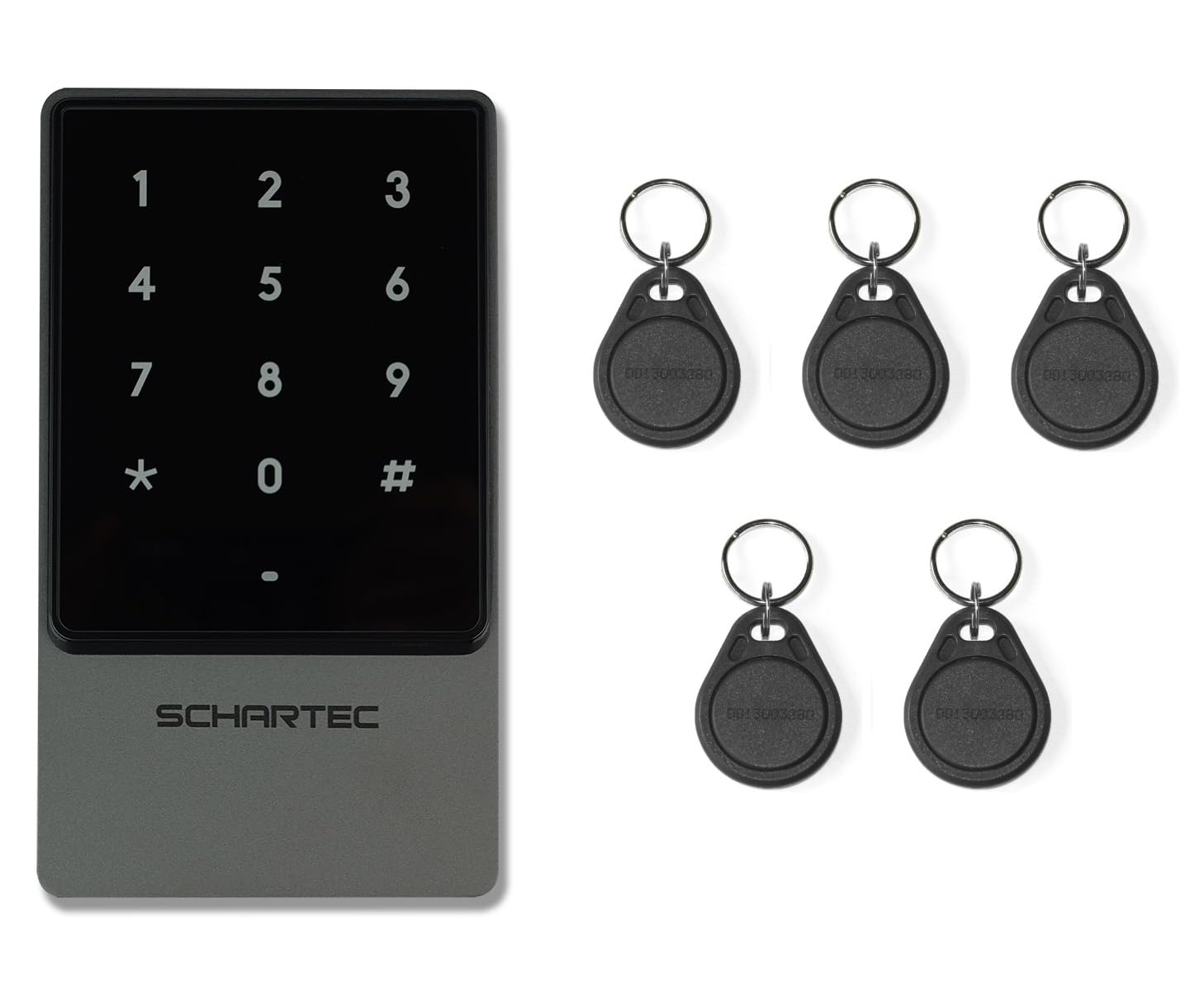 SCHARTEC Codetaster mit RFID Chip Transponder Taster Set Karten Leser Transponder Lesegerät Zugangskontrolle Code Tastatur Türöffner