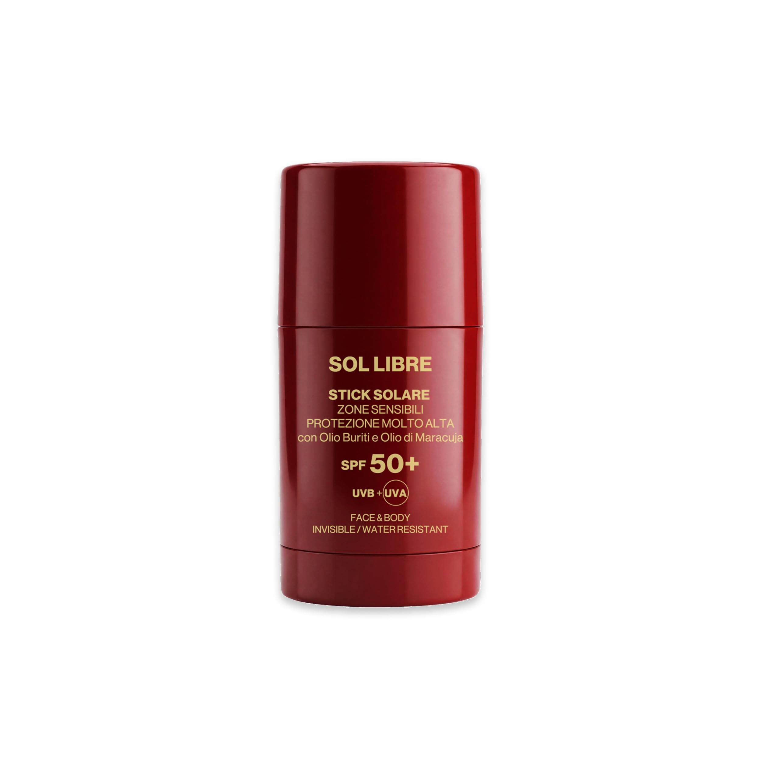 REBEYA SOL LIBRE - Stick solare 50 protezione solare SPF 50+ waterproof invisibile - stick protezione solare per zone sensibili con olio Buriti e Maracuja, formato mini pratico