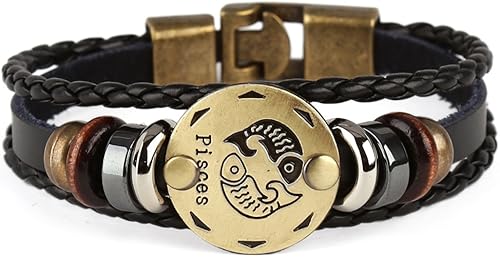 Miniatura 2 de Hamoery Pulsera de cuero de aleación punk para el brazalete trenzado de la pulsera de la cuerda de la constelación, Cuero