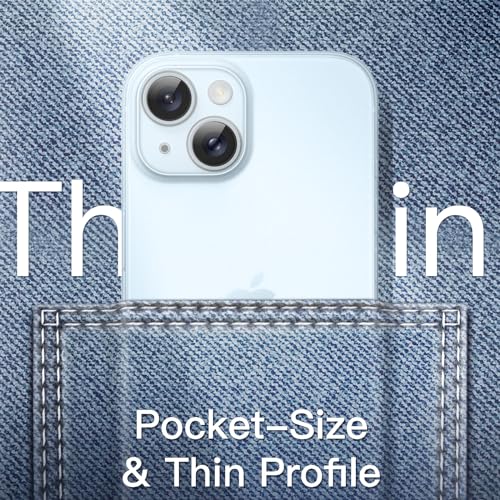 JETech 超薄型 iPhone 15 ケース 6.1インチ専用 カメラレンズカバー 全面保護 軽量 マット仕上げ PPハードミニマリストケース ワイヤレス充電対応 (ブルー)