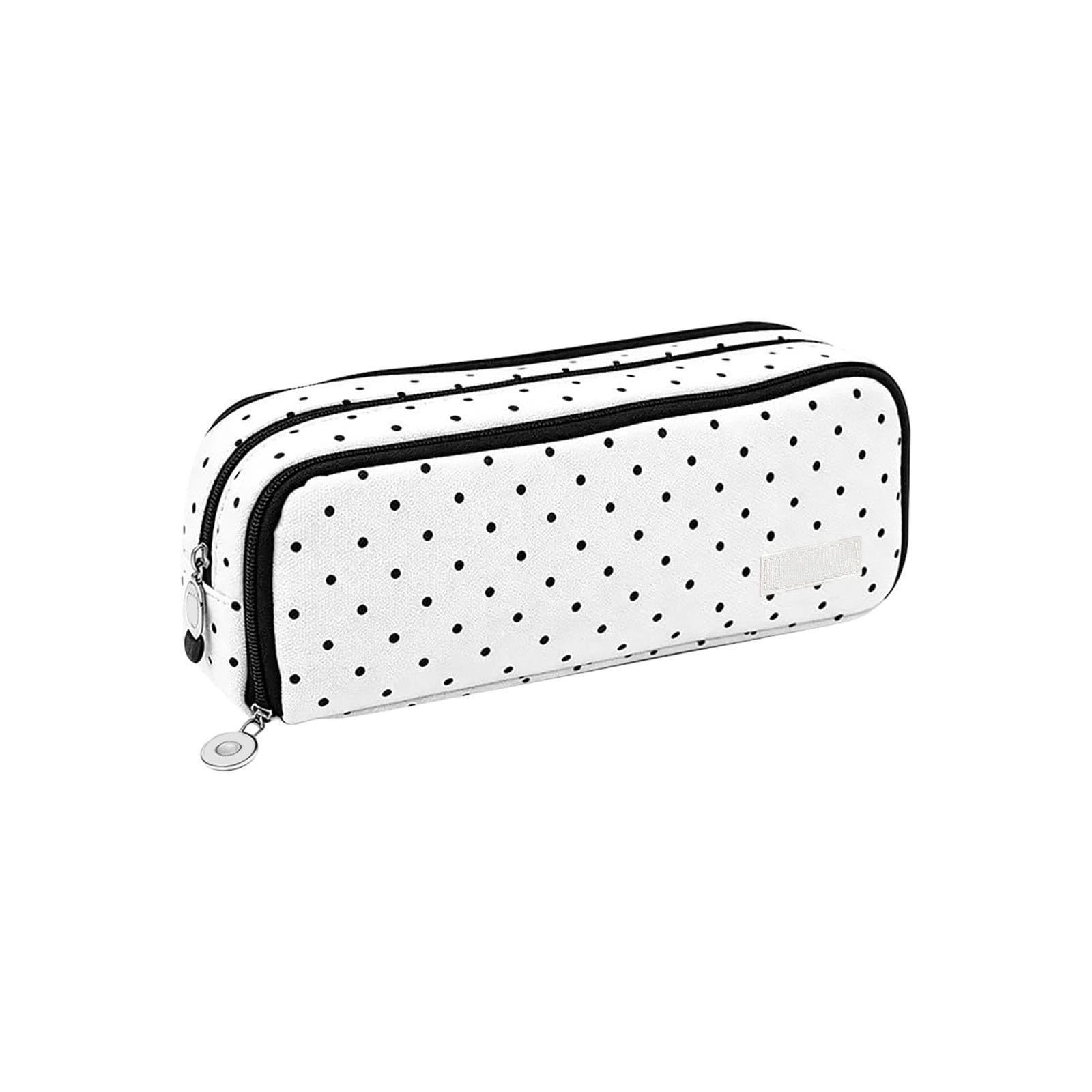 Large Capacity Polka Dot Pencil Case, Cute Pencil Case, Storage Bag，White