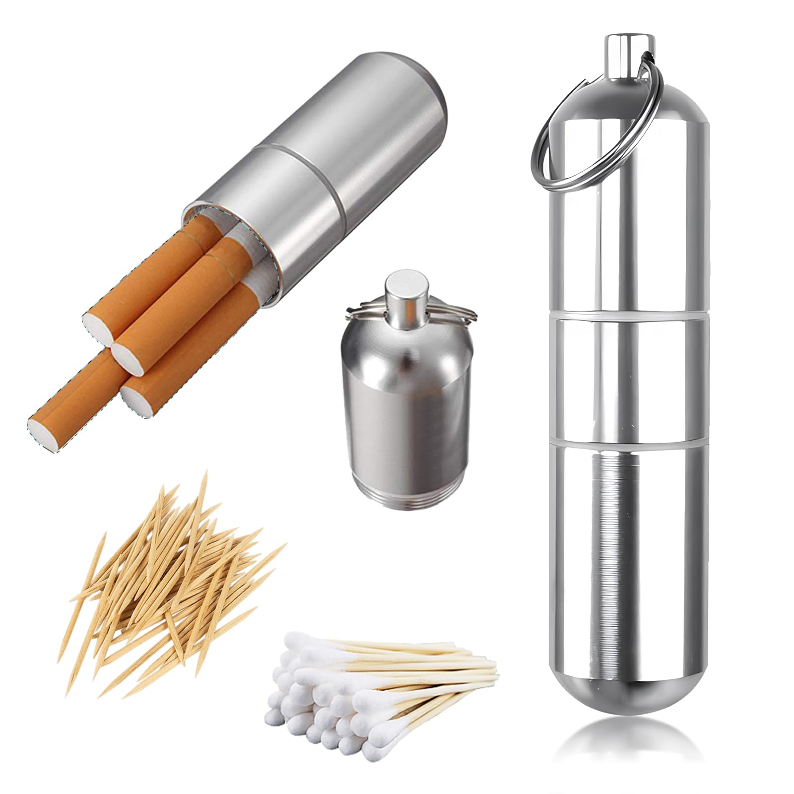 2 Pezzi Portasigarette In Alluminio - Mini, Impermeabili, Con Moschettone, Per Uomo E Donna, Viaggi - Foto 5