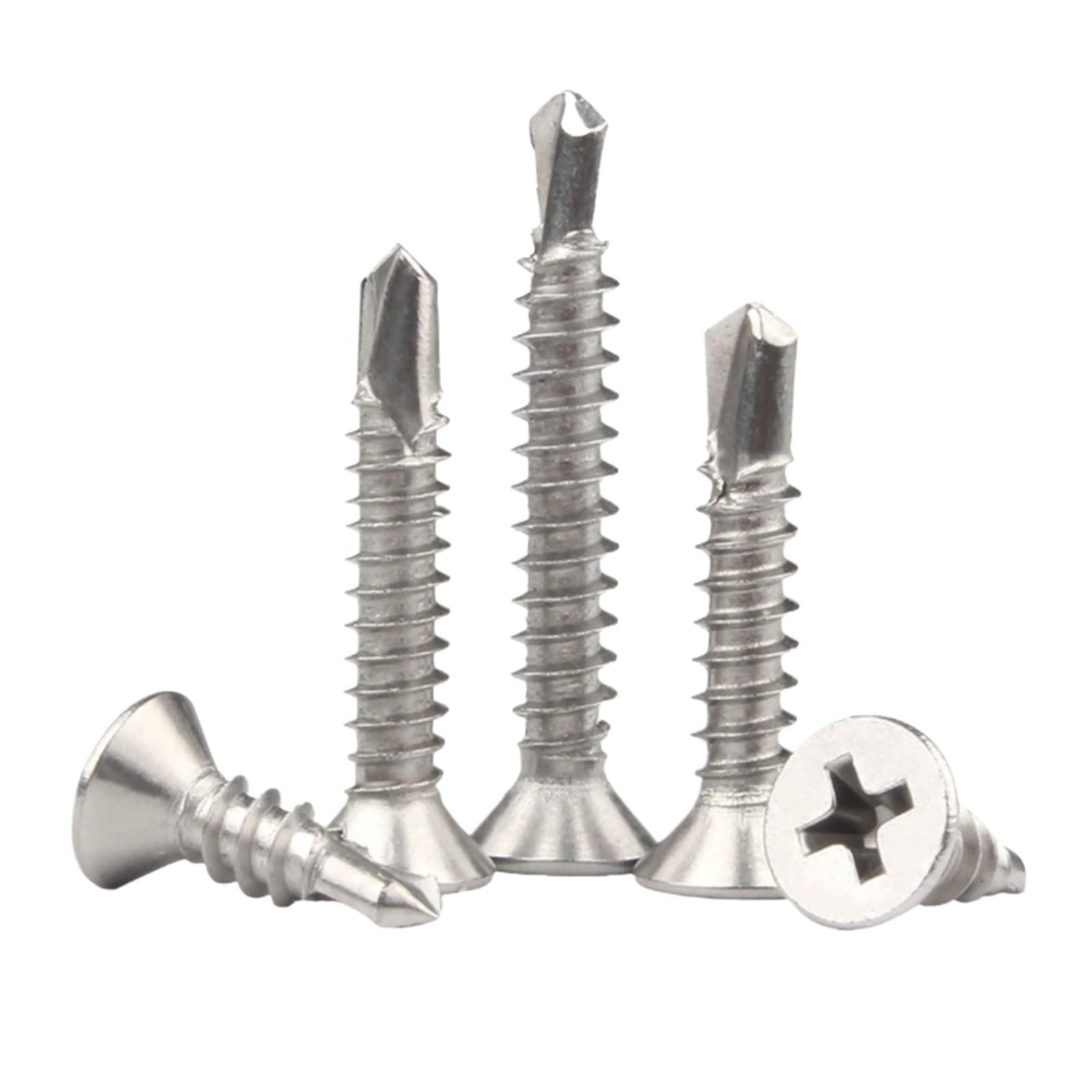 FJQFHH Self Tapping Screws Metal， Self Tapping Screws Pack of 80 410 Stainless Steel Flat Head Phillips(19MM,M4.2 20PC)
