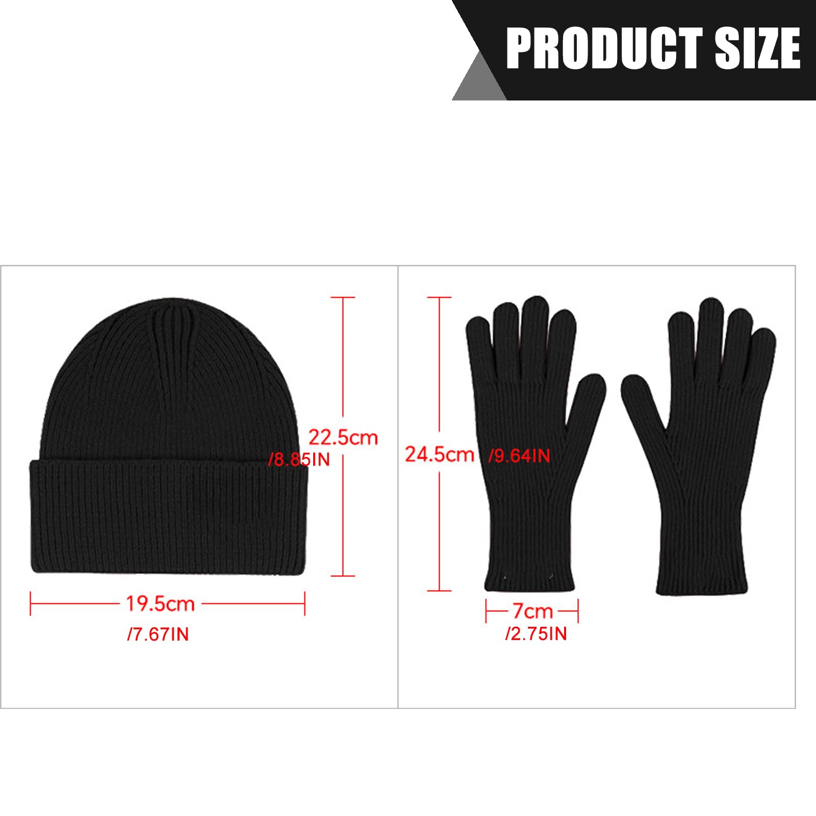 Generisch 3 piezas de fibra acrílica de punto conjunto, gorro,