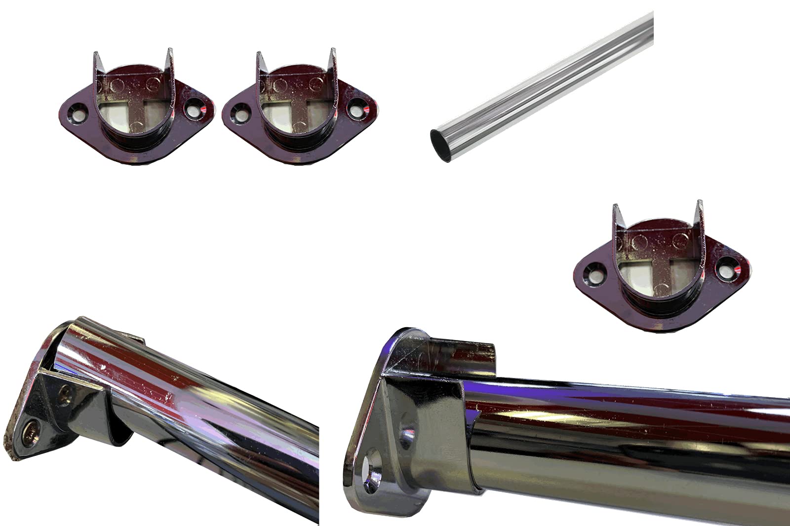 25mm Chrome Tube|Pipe Clothes Garment Dress Hanging Rail Dry Cleaners Wardrobe (25mm Open Wall|Floor Socket)