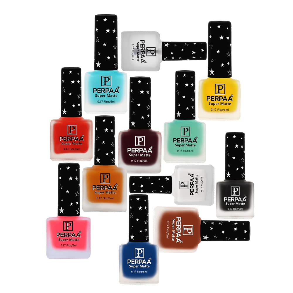 PERPAA® Soft Smooth Unique Matte Nail Polish Combo Sets of 12 Unique Colors (Blue,Sea Green,Magenta,Brown,Voilet,Maroon,Black,Grey,White,Dark Green,Gold,Mint)-image-45