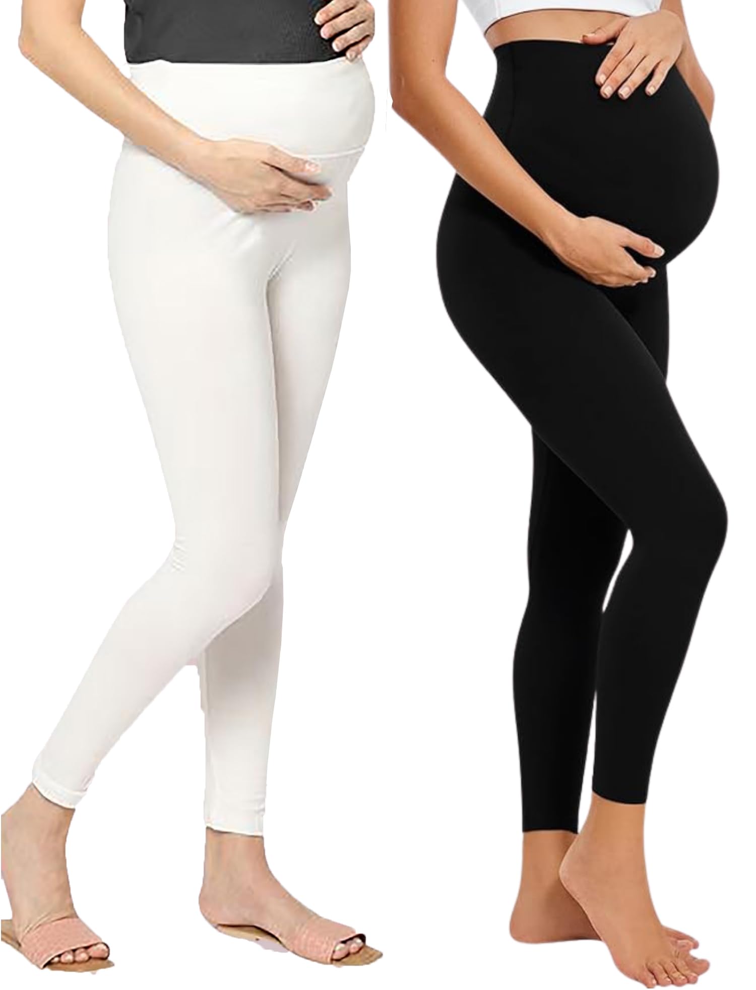 litelooks clothing Women's Cotton Lycra Over Belly Maternity Leggings - Comfortable, Seam-Free, High Waist Support, Stretchable Pregnancy Pants for Pre & Post Pregnancy