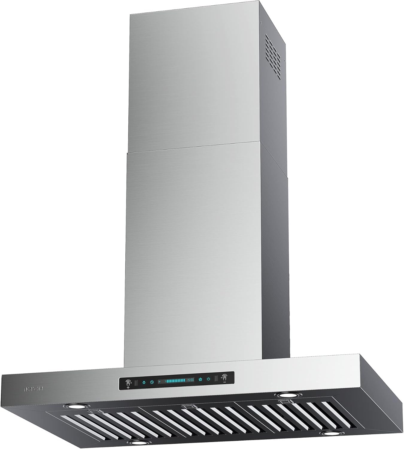 IKTCH 42-Inch Island Mount Range Hood, 900 CFM Ducted Kitchen Vent Hood with 4-Speed Fan, Stainless Steel, Gesture &amp; Touch Control with 3 Pcs Filter