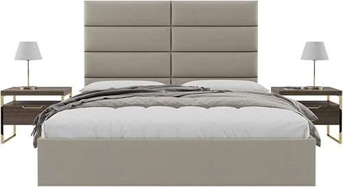 Miniatura 83 de Vänt - Paneles tapizados de cabecera para montar en la pared, diseño Isabelle, 60 x 23 pulgadas, configuración de 4 paneles individuales,