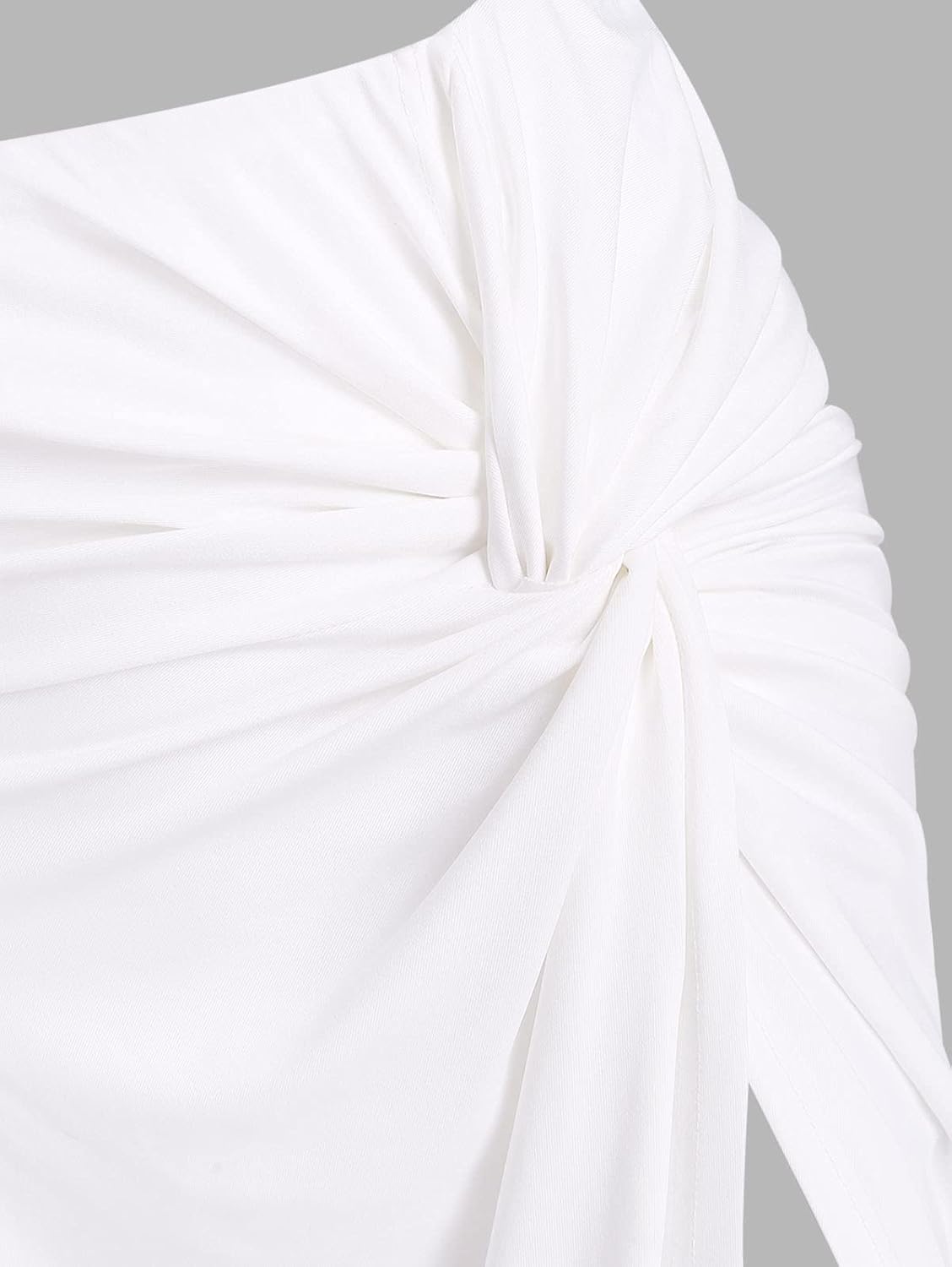 ZAFUL Women's Casual Sleeveless Summer Solid Marled Crop Top and Draped Ruched Maxi Skirt Set Two Piece Dress - Image 5