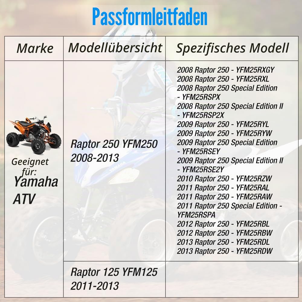 Bremssattel hinten mit Bremsbelägen für Yamaha Raptor 125 250 350 YFM 125 250 350 mit Feststellbremse 5YT-2580W-10-00 5YT-2580W-00-00