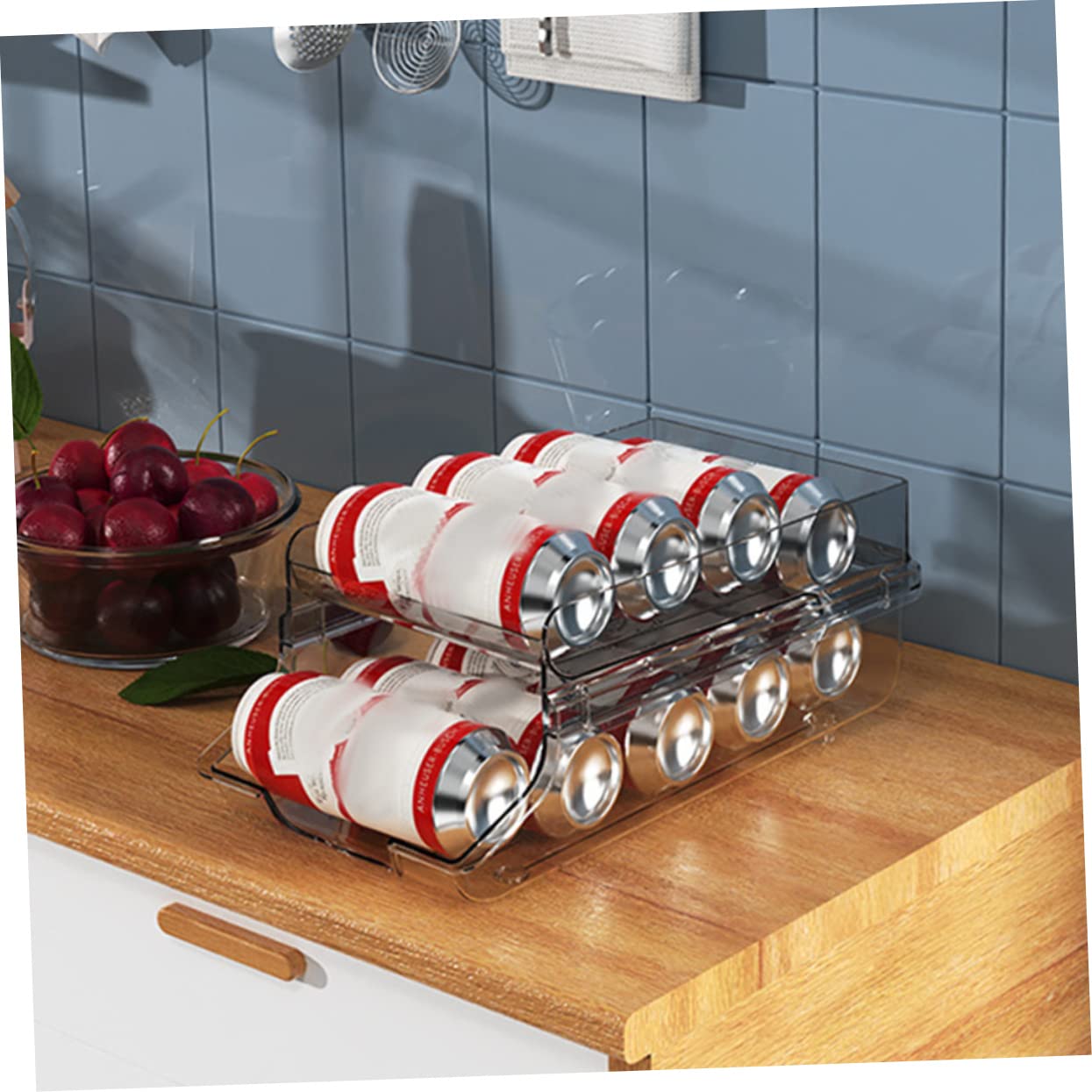 HOLIDYOYO Double Soda Can Dispenser Organizer Capacity Fridge Beverage Holder for Pantry Kitchen Storage Space-saving Design for Easy Access and Neat Organization