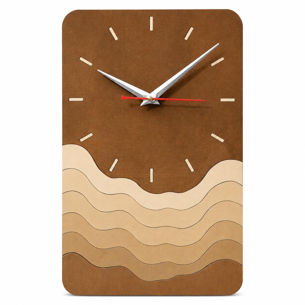 Modern Decorative Stylish Wooden Wave Wall Clock for Hall Living Room, Bed Room,Kitchen (Brown) Non Ticking, Silent and Analog-image-30