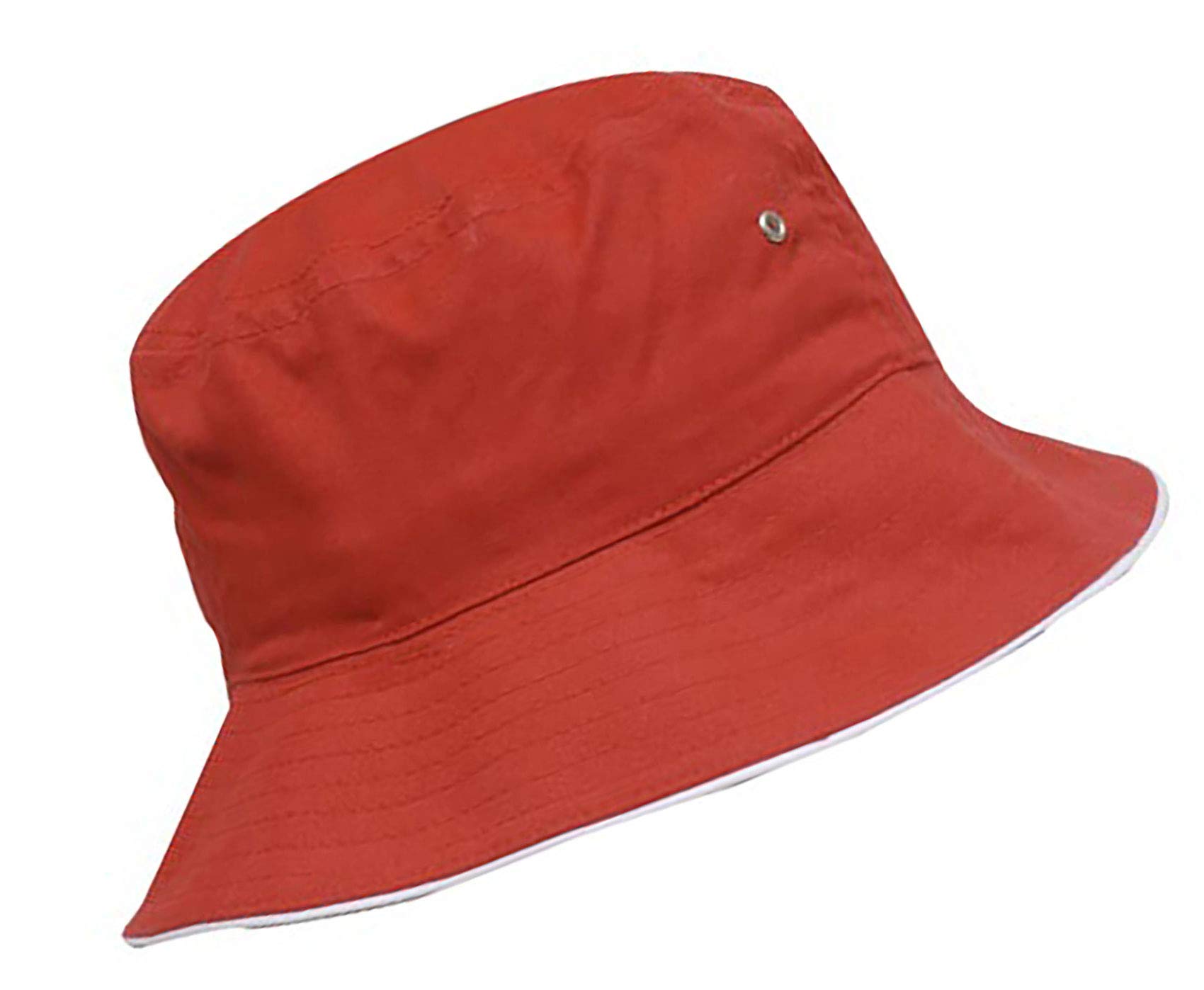 Mfaz Morefaz Ltd Unisex Red White Rim Cotton Bucket Hat Sun Protection Cap Fishing Outdoor Sun Beach Hat (Red White Rim Cotton)