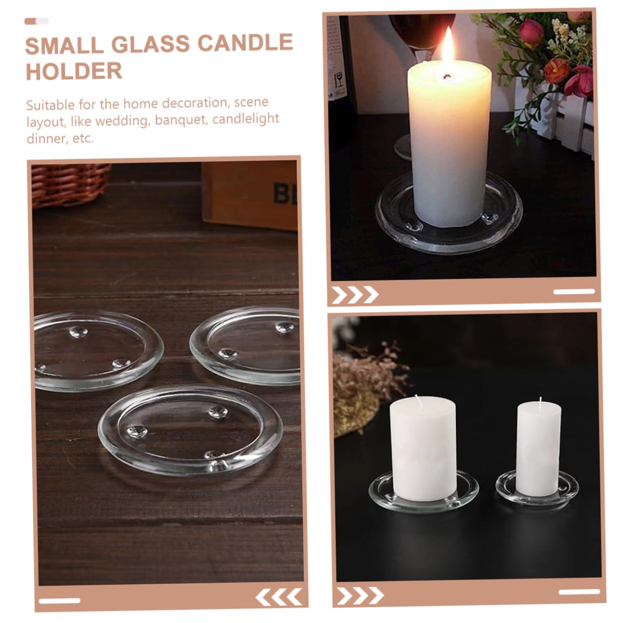 BESTOYARD 5pezzi Sottobicchieri per Candele in Vetro Rotondi Portacandele Colonna Vassoi Decorativi Sottobicchieri per Candele per Casa e Eventi