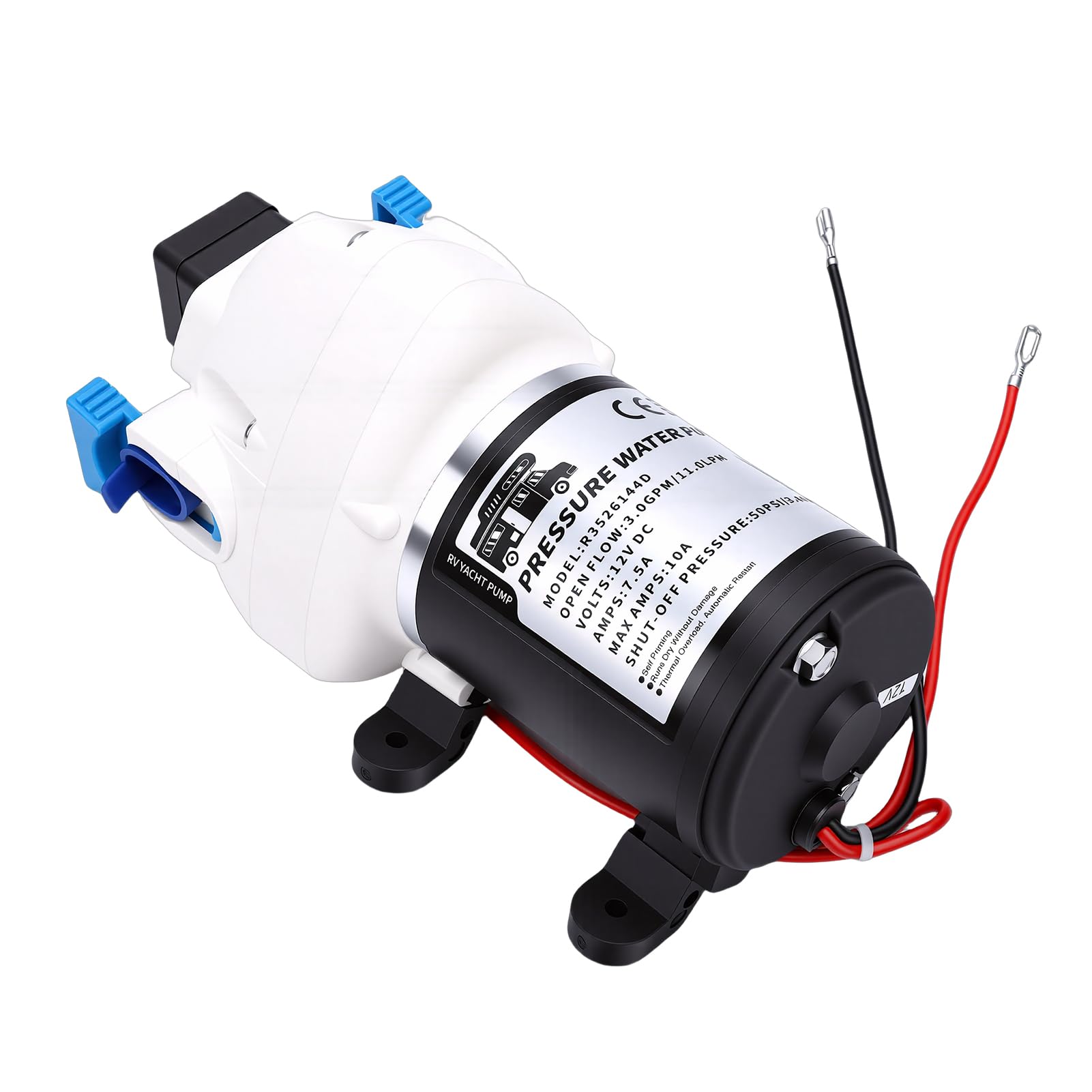 Cryfokt Bomba de Agua Autocebante de 3 GPM para Vehículos Recreativos, Barcos y Remolques, Metal Duradero, 12 V, 50 PSI, Alta Eficiencia