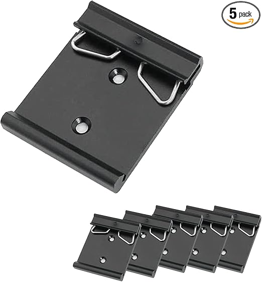 5Pack 35mm Din Rail Fixed Clamp 1.73 Width Universal DIN Rail Mount Clip Aluminum Alloy Solid State Relay Clip for Relay Mounting DIN Rail Mounting Bracket