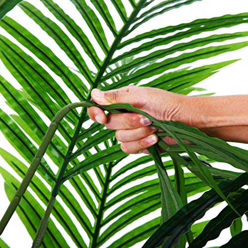 Ferrgoal Artificial Areca Palm Plants 55 Inch Fake Dypsis Lutescens Tree with 15 Trunks in Pot and Woven Seagrass Belly Basket Perfect Faux Plant for Home Indoor Outdoor Office Modern Decor Green - Thumbnail 7