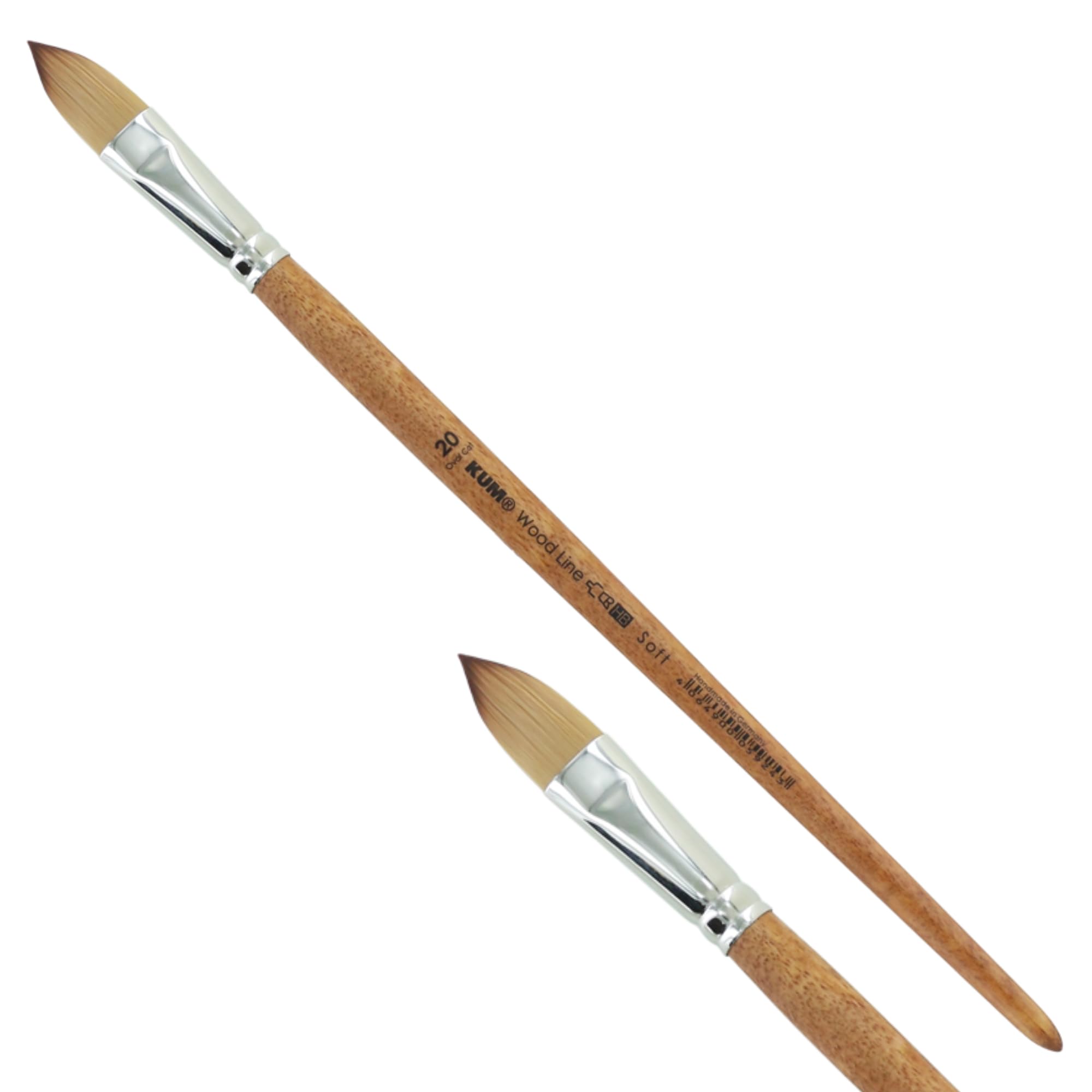 KUM 5127111 Acrylic and Oil Brush Wood Line Cat Tongue Size 20 for Artists, Artist Brushes, Art Supplies