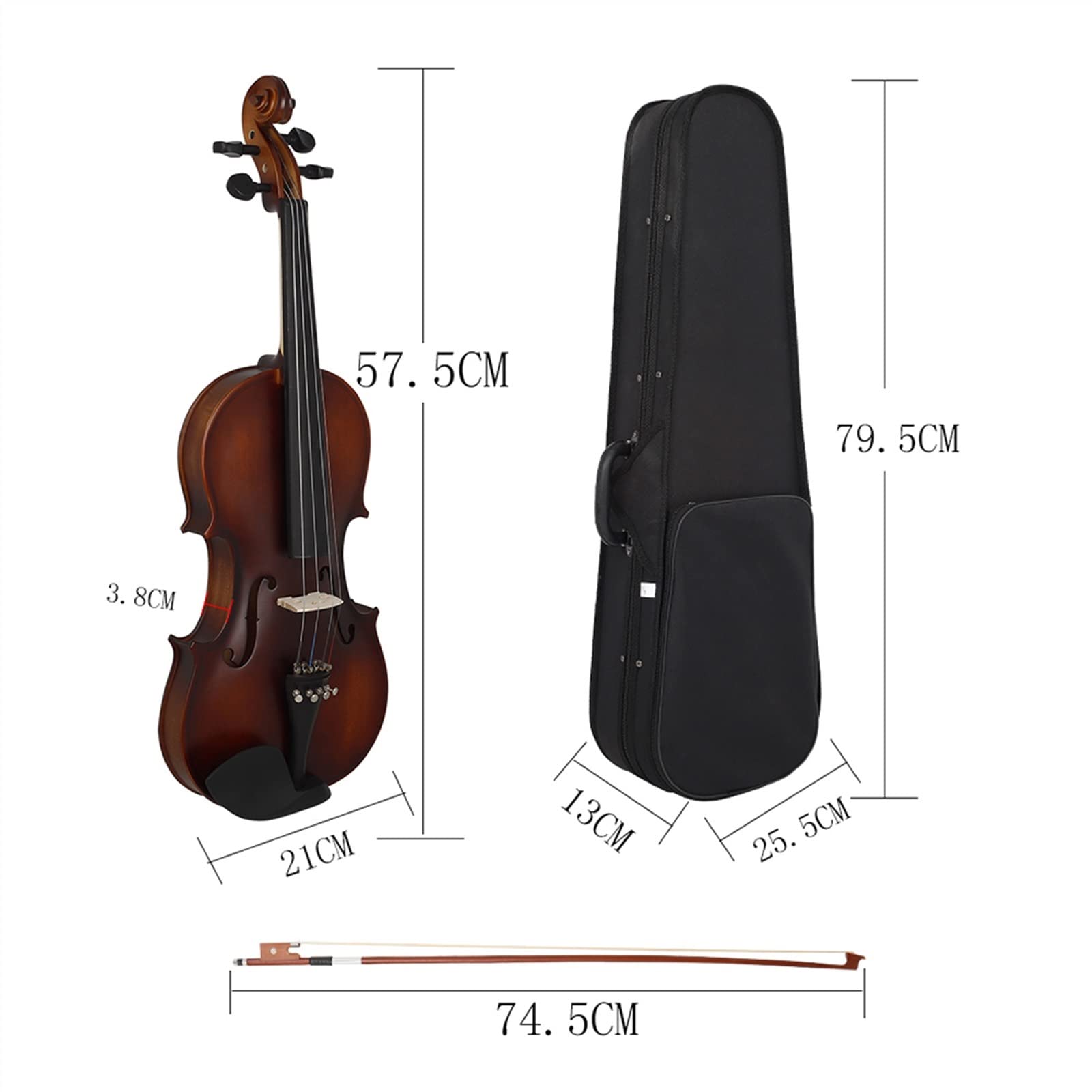 4/4 Skrzypce Basswood Body Head Hebanowa Podstrunnica Peg Chin Rest Tailpiece Skrzypce Dla Początkujących Z Etui Początkujące Skrzypce