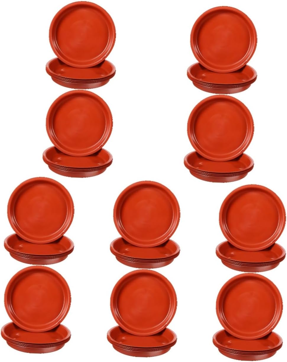 POPETPOP 10sets Round Plastic Plant Base Trays Stable Saucers for Flower Pots Multi Purpose Drip Trays for Containers 5pcs*10