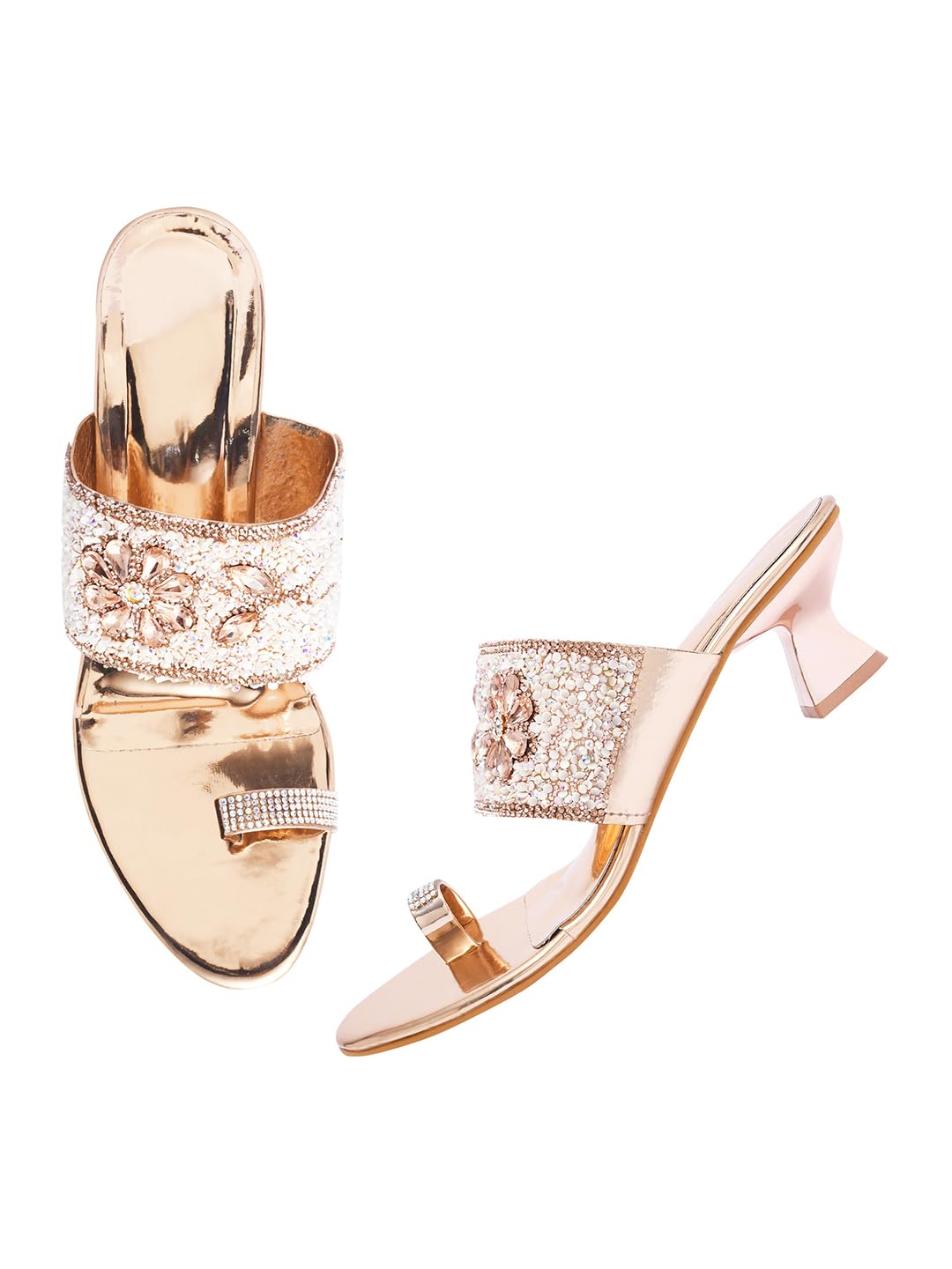 TRYME Versatile Fancy Embroidery Kitten Heel Sandal Stylish Embellished Wedding Footwear Sandals For Women & Girls (B0D41K8VVN) Amazon Price History, Amazon Price Tracker