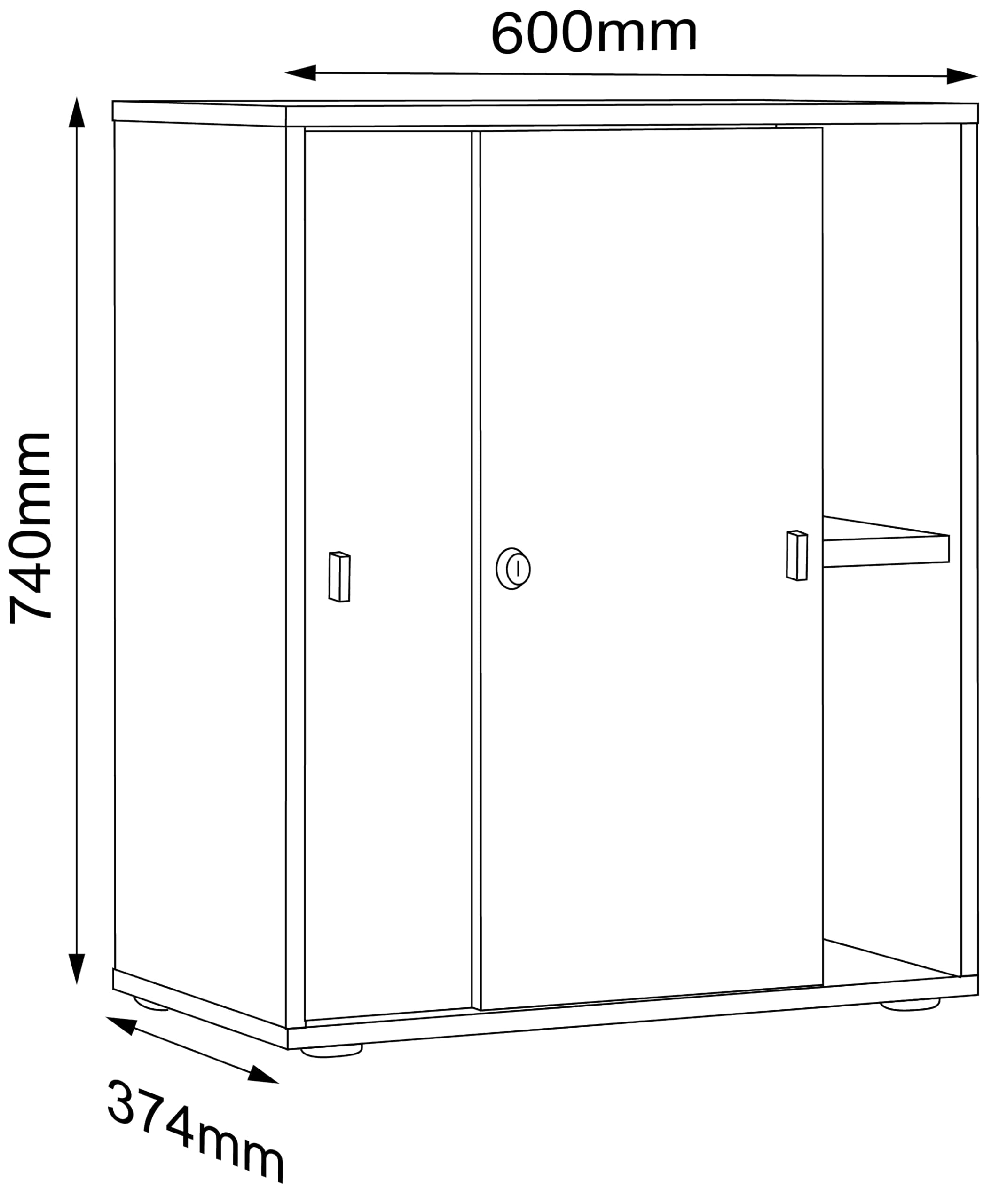 VCM Büroschrank mit 2 Fächern | moderner Aktenschrank mit Schiebetüren | Maße H. 74 x B. 60 x T. 37 cm – Salia 2-Fach