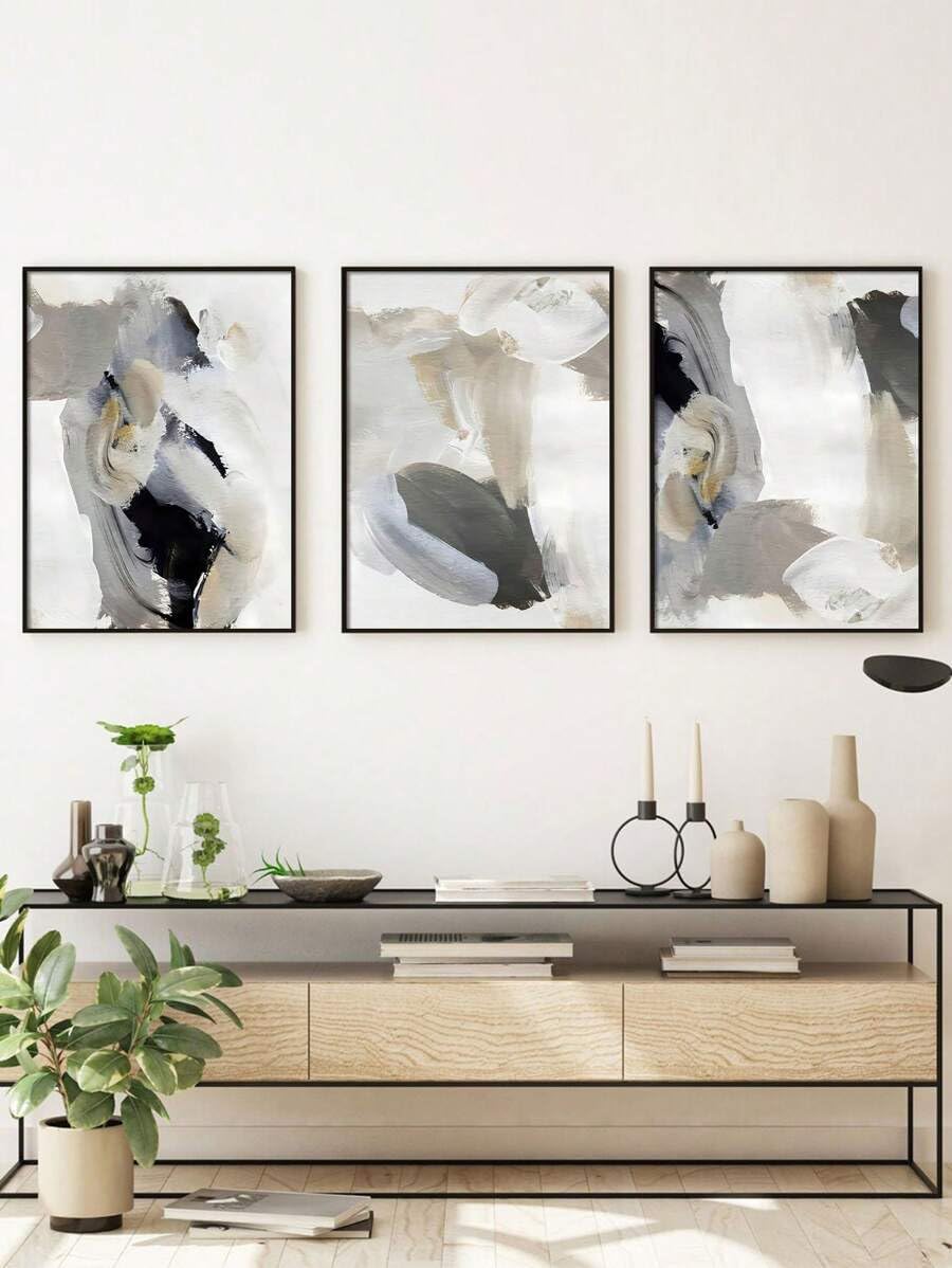 ZHAOLIN Obraz abstrakcyjny, szary, na płótnie, neutralny styl, galeria, druk na płótnie, minimalistyczna dekoracja ścienna do sypialni lub salonu (21 x 30 x 3 cm/płótno naciągnięte na ramę)