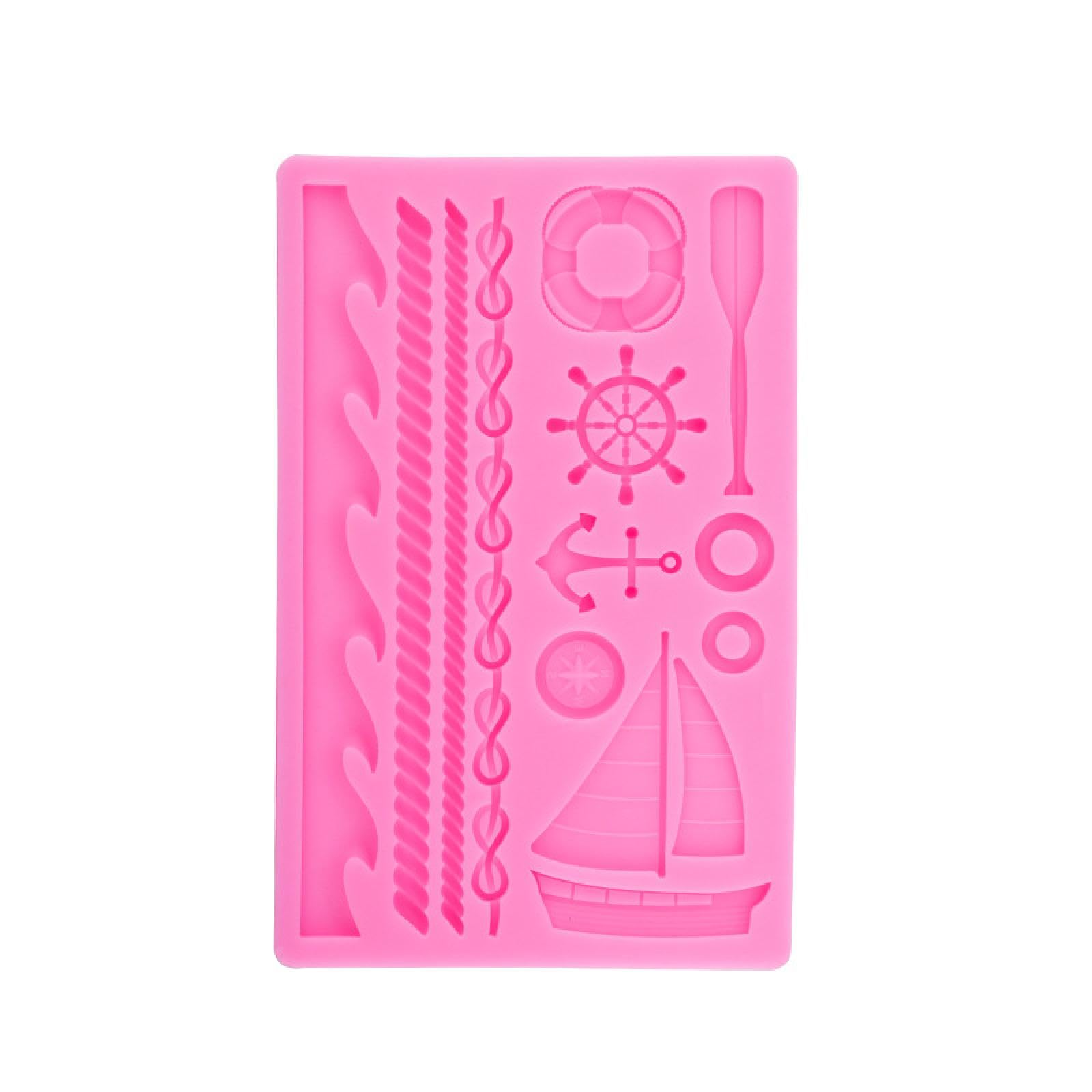 Moldes de silicona para manualidades, molde de chocolate, 19 x 12 x 1 cm, moldes de silicona náutica para velero, cuerda de anclaje, decoración de cupcakes, herramientas de decoración de pasteles,