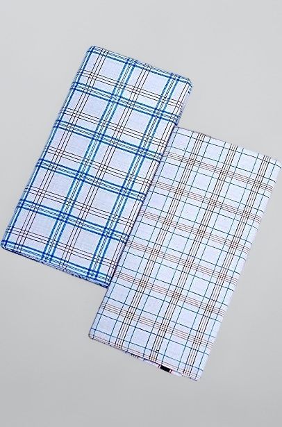 Men's White Unstiched Cotton Lungi - Set of 2 (Length - 2 Meters)