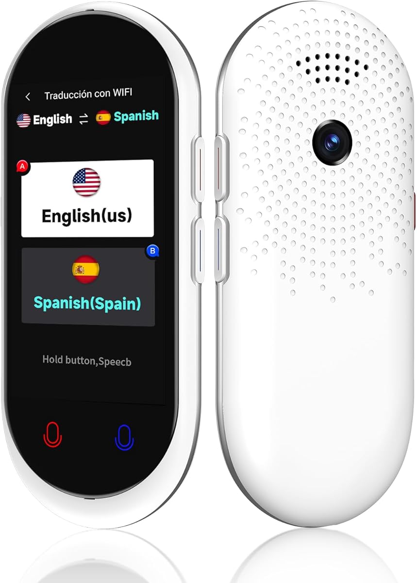 Language Translator Device, Portable Translator No WiFi Needed, Offline Voice Photo Translation, 137 Languages Supported, High Accuracy Translator Device for Travel Business Learning (White)