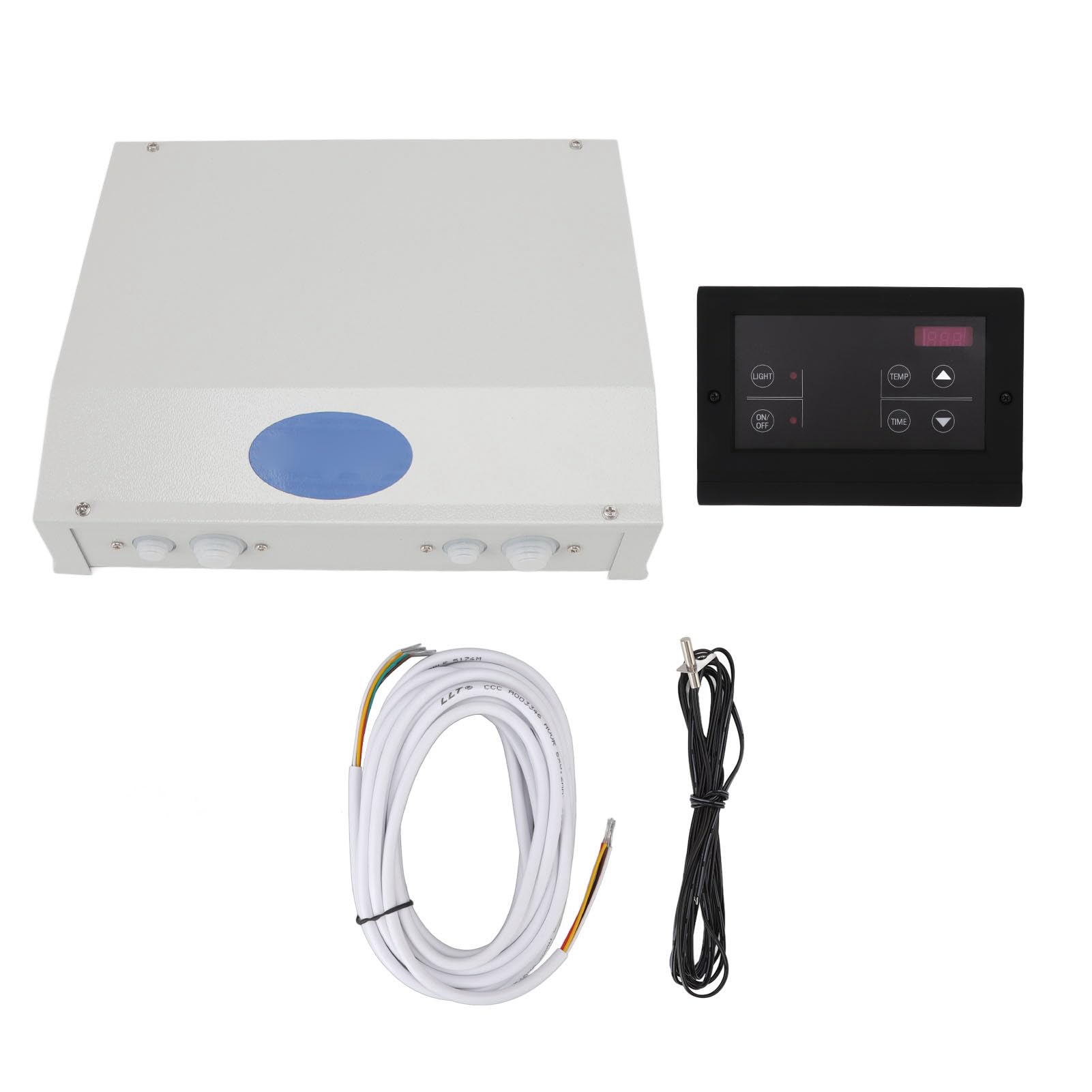 TOPINCN Contrôleur Externe de Poêle de Sauna 380 V Panneau de Commande Numérique Ultra Fin fixé au Mur avec Minuterie de 1 à 12 Heures et Plage de Température de 35 à 110 ℃ pour Moteur à (BLACK)